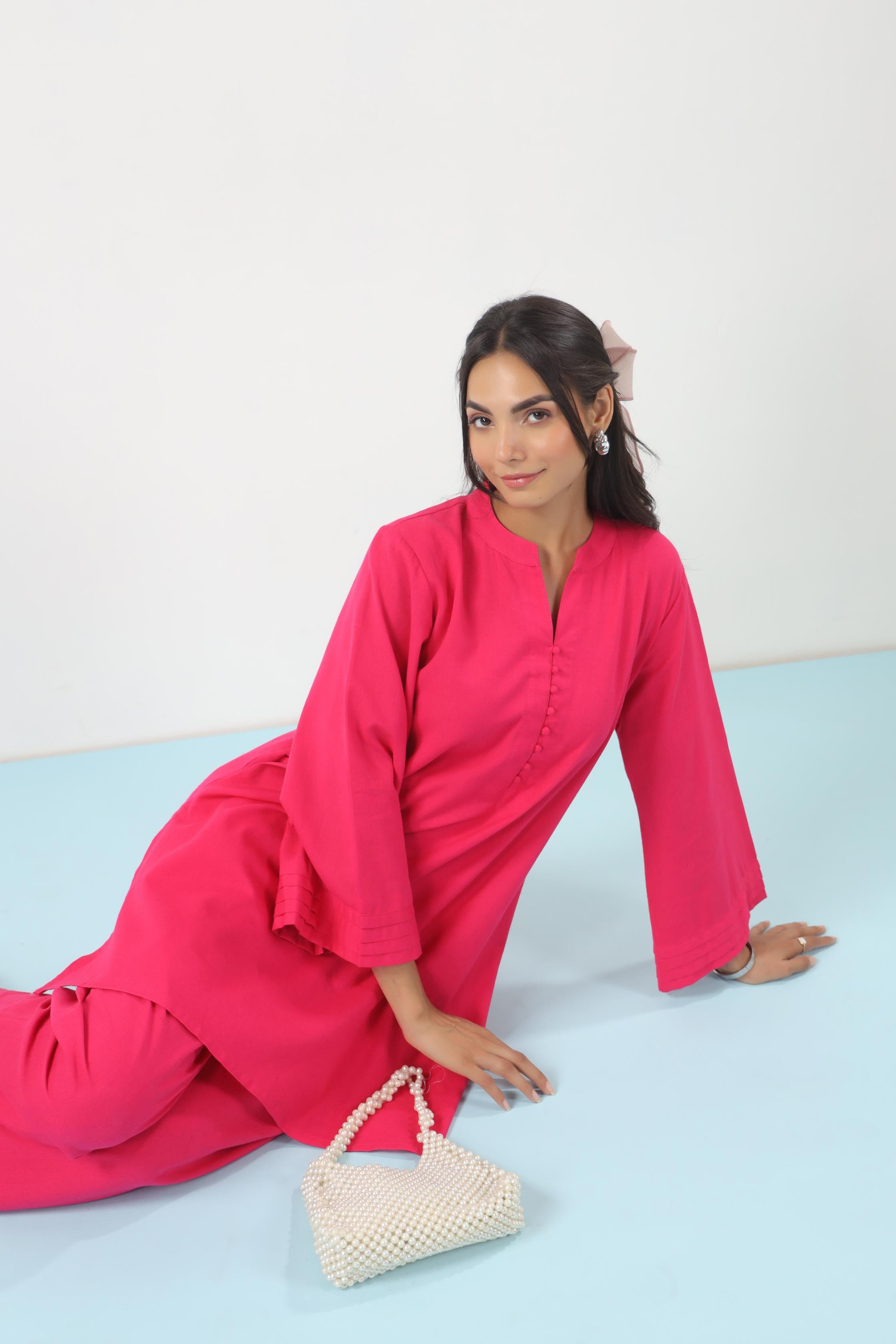 Fluorescent Solid Cotton Flex Co-ord Set