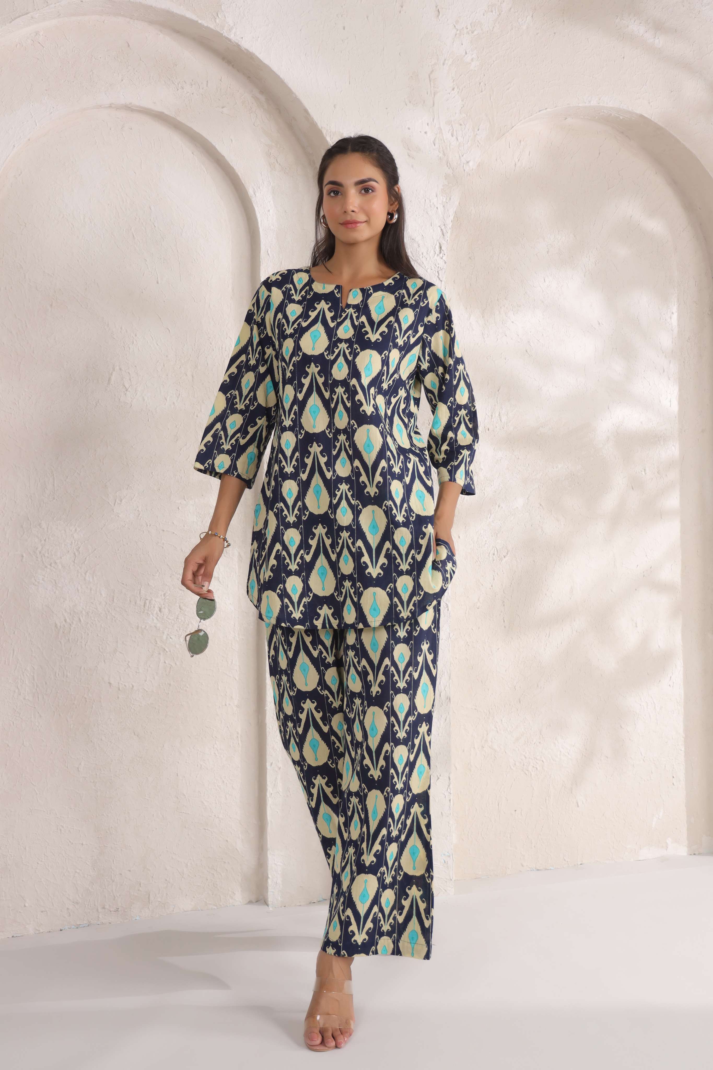 Blue Flora Cotton Co-ord Set