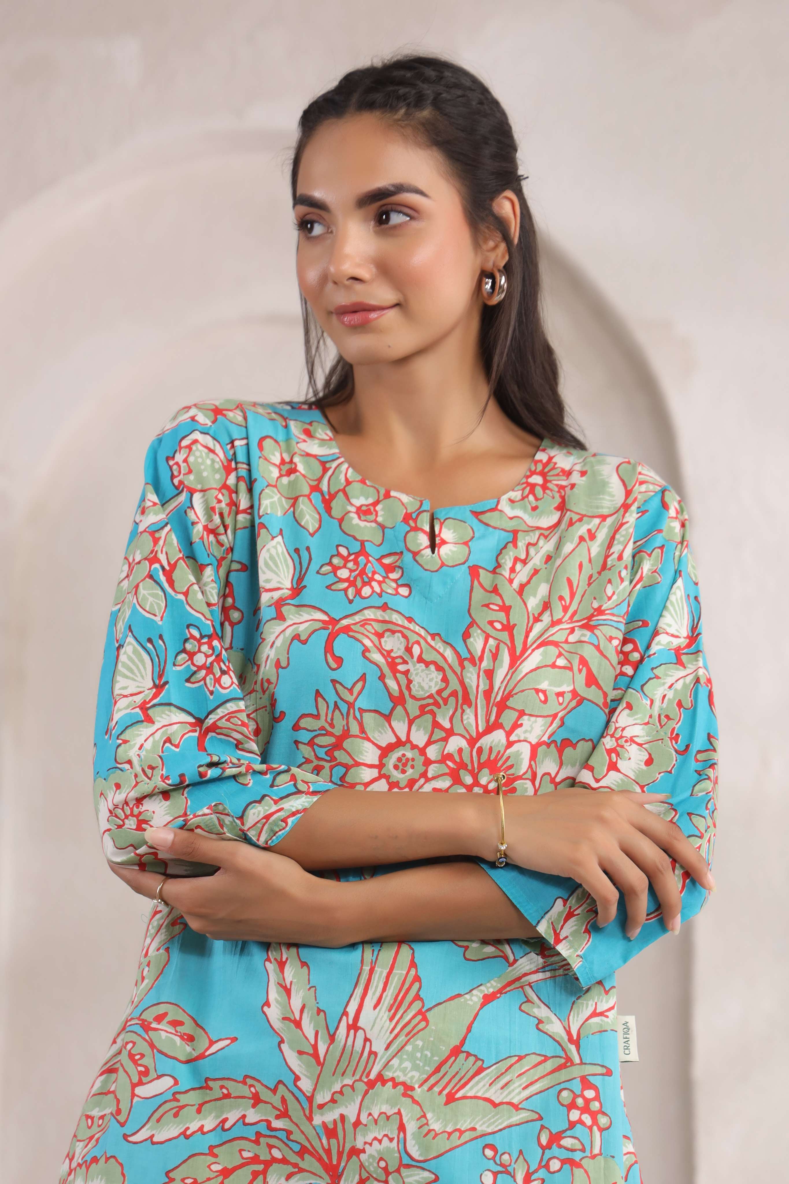 Tropical Blue Floral Cotton Co-ord Set