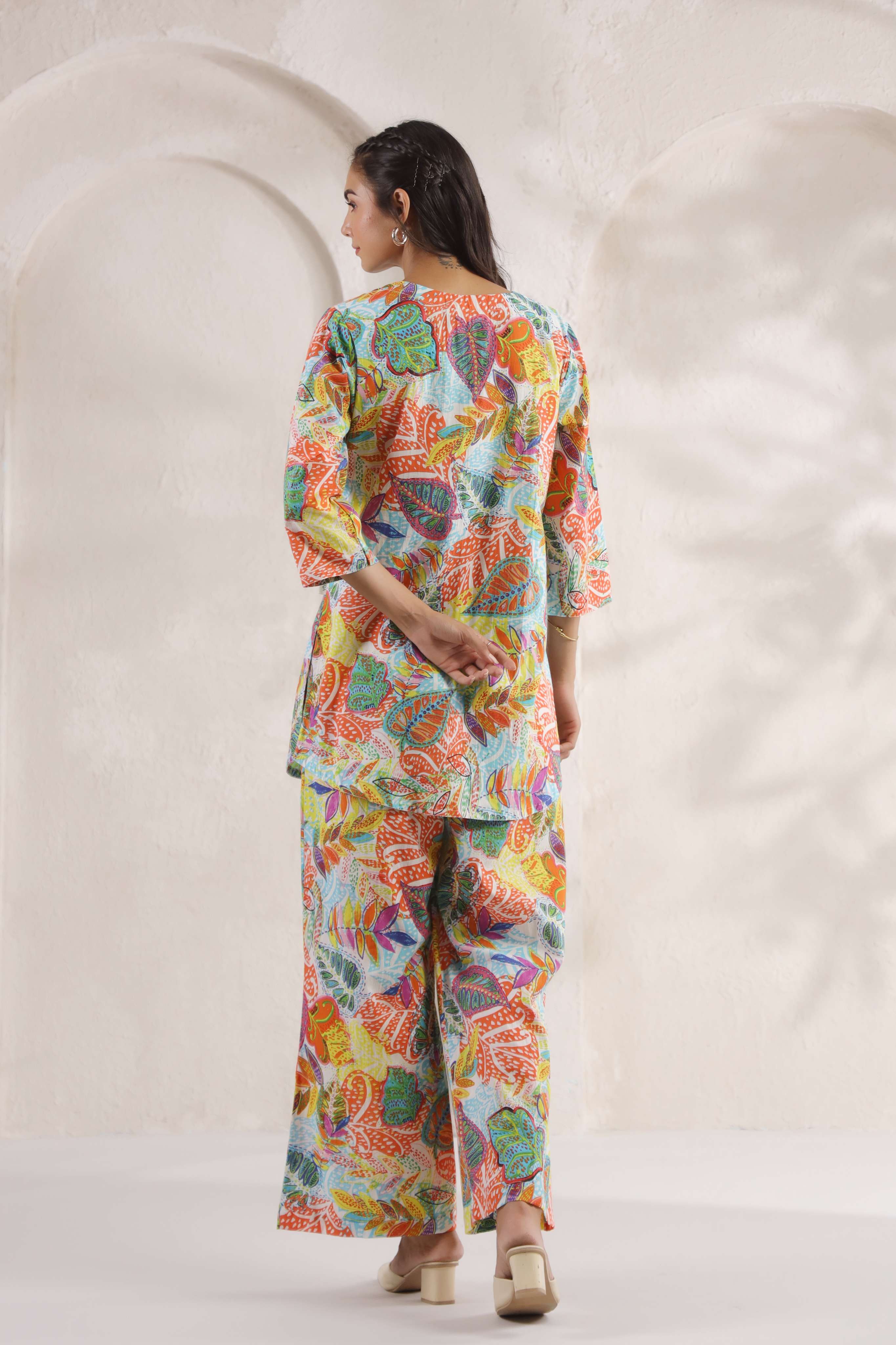 Prismatic Ombre Leaf Cotton Co-ord Set