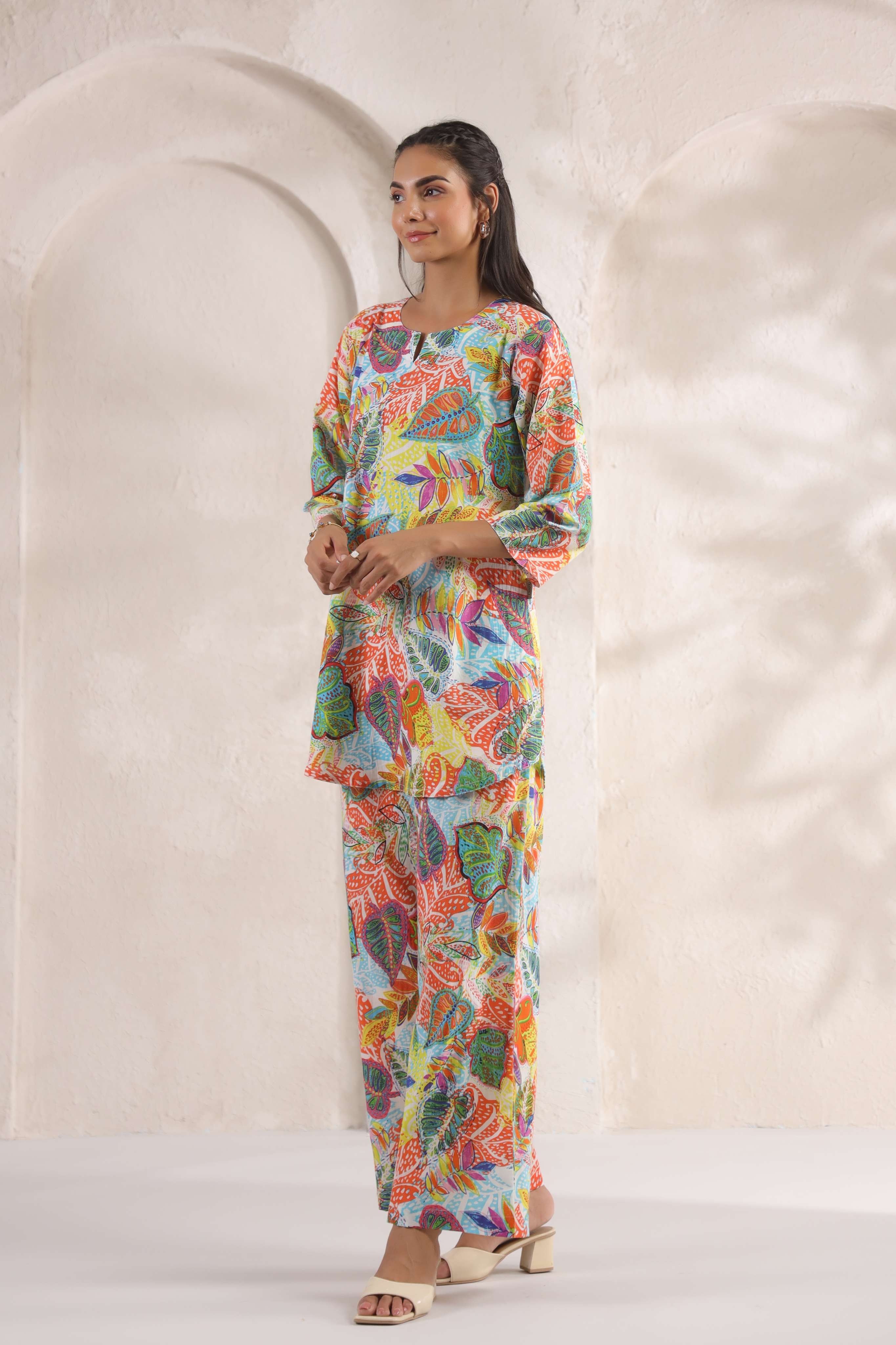 Prismatic Ombre Leaf Cotton Co-ord Set