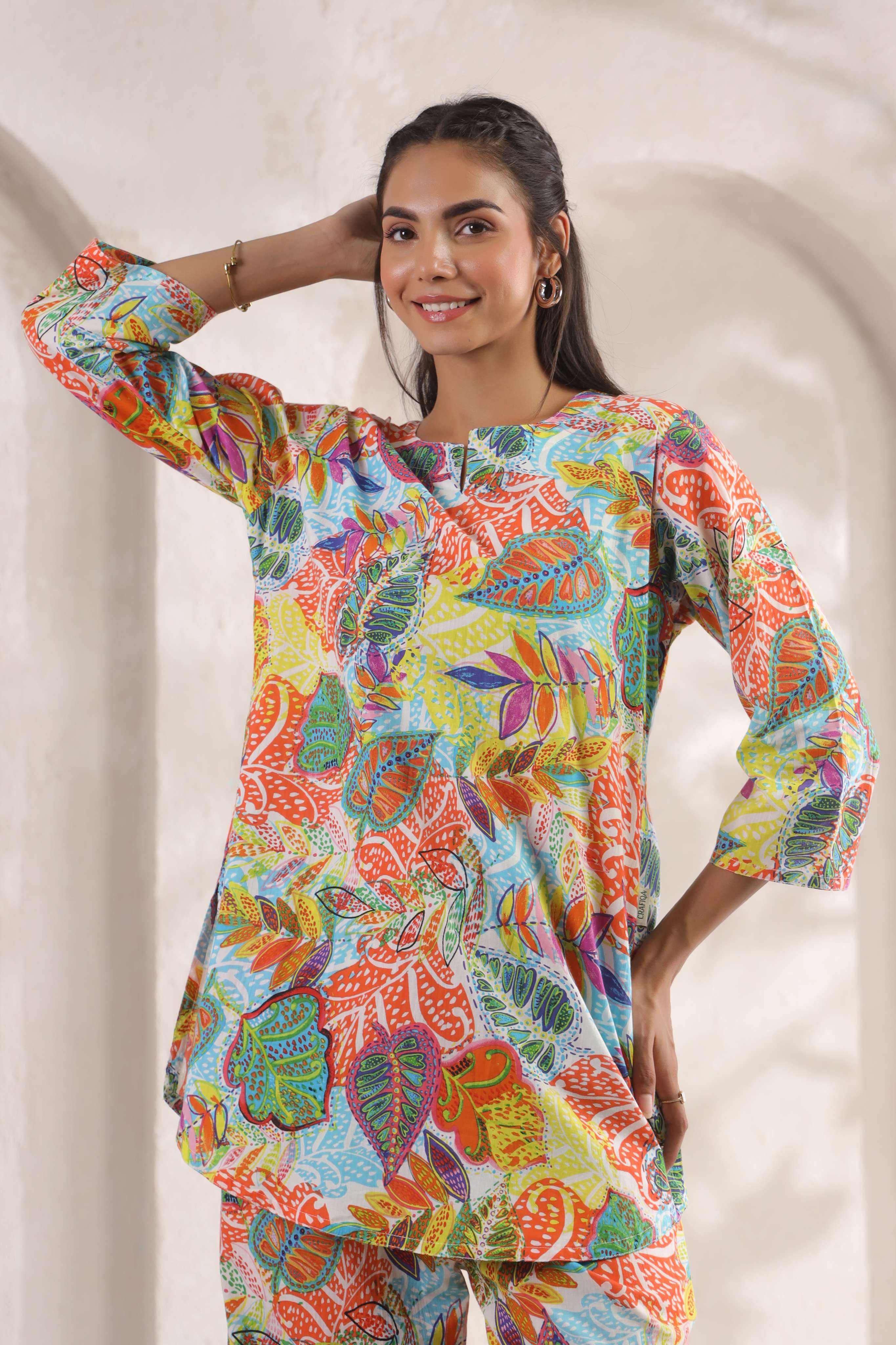Prismatic Ombre Leaf Cotton Co-ord Set