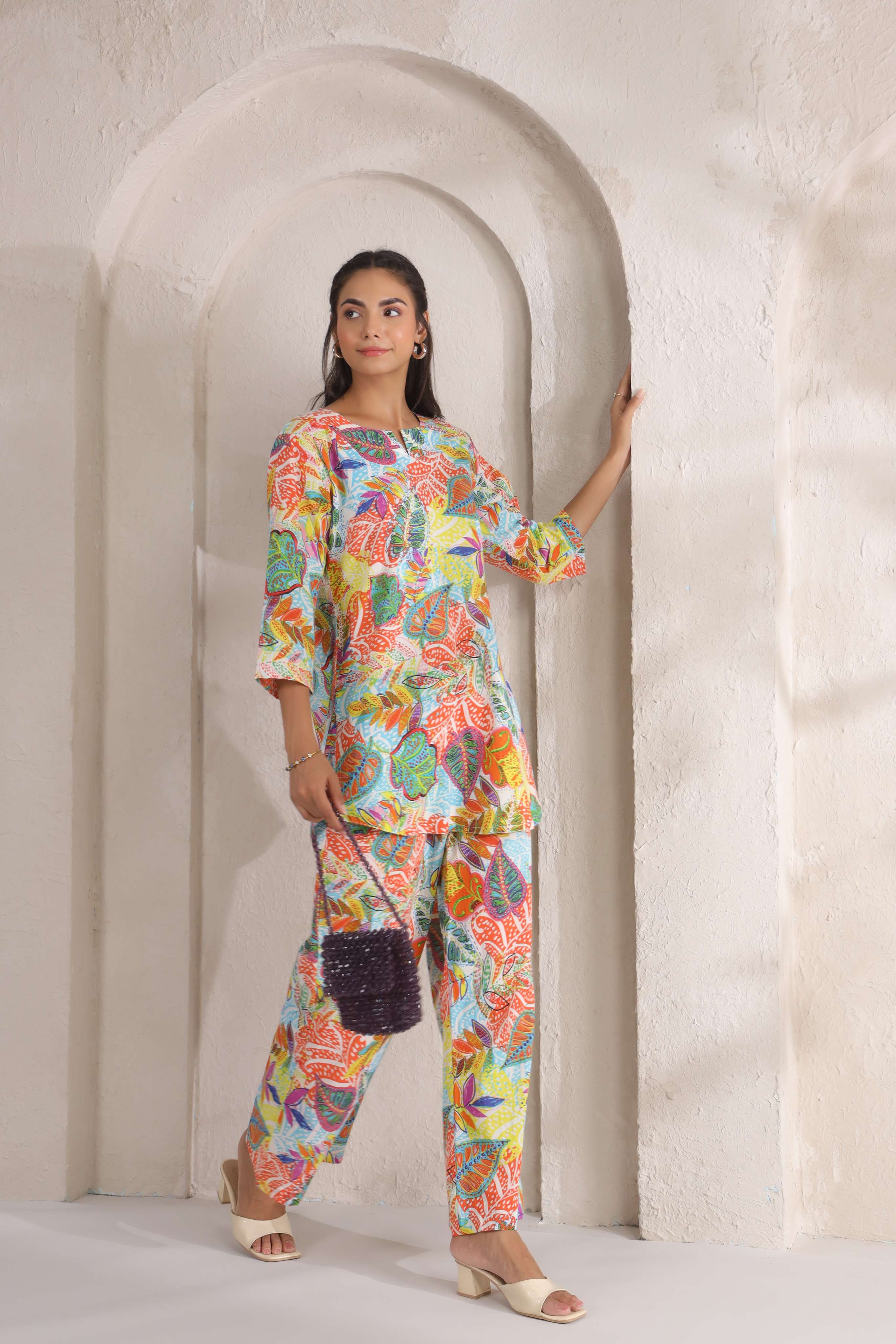 Prismatic Ombre Leaf Cotton Co-ord Set