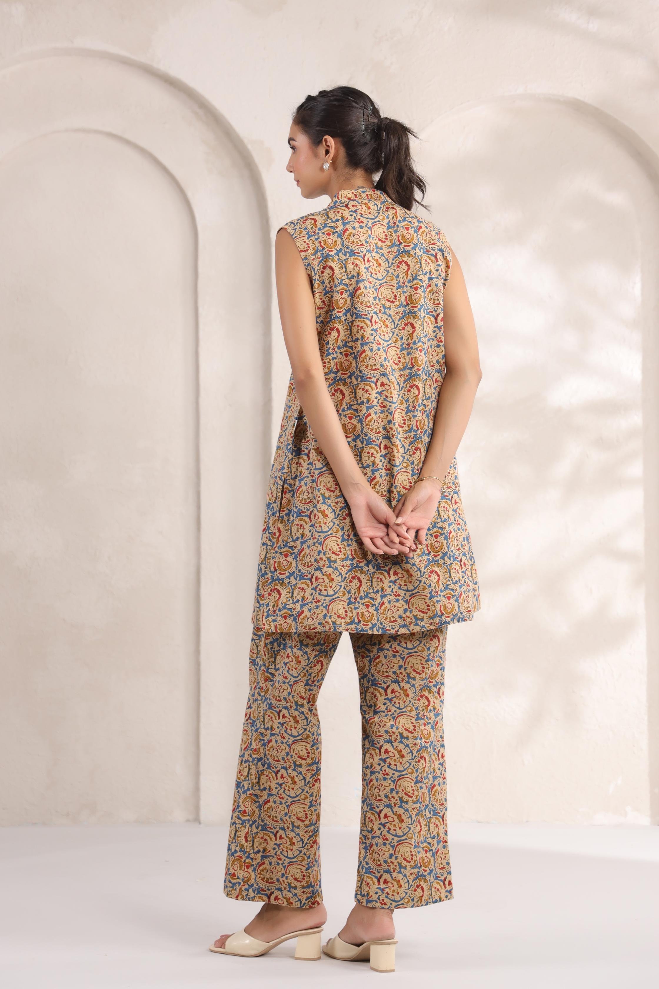 Delight Blue Kalamkari Cotton Co-ord Set