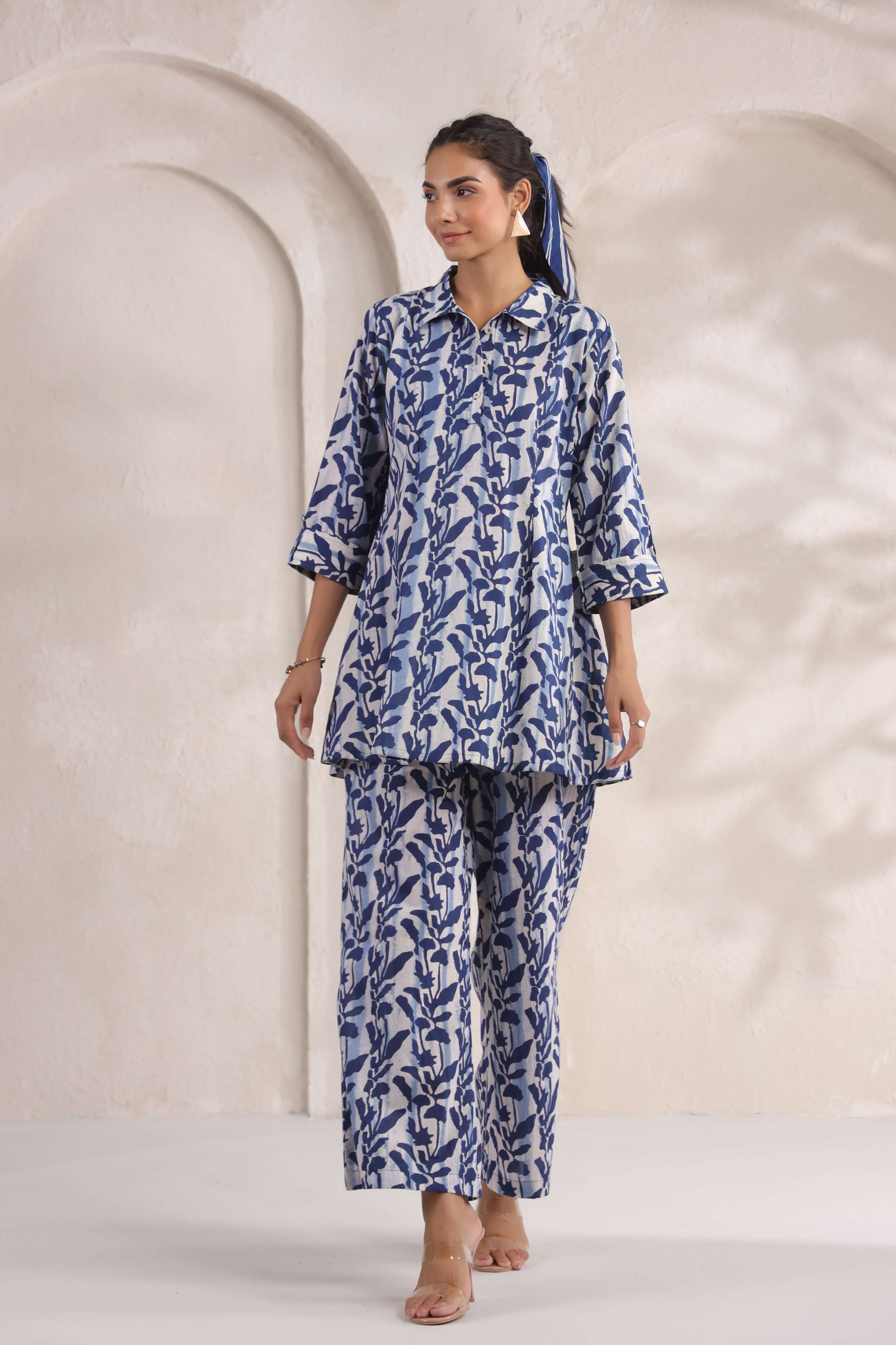 Natures Indigo Canvas Cotton Co-ord Set