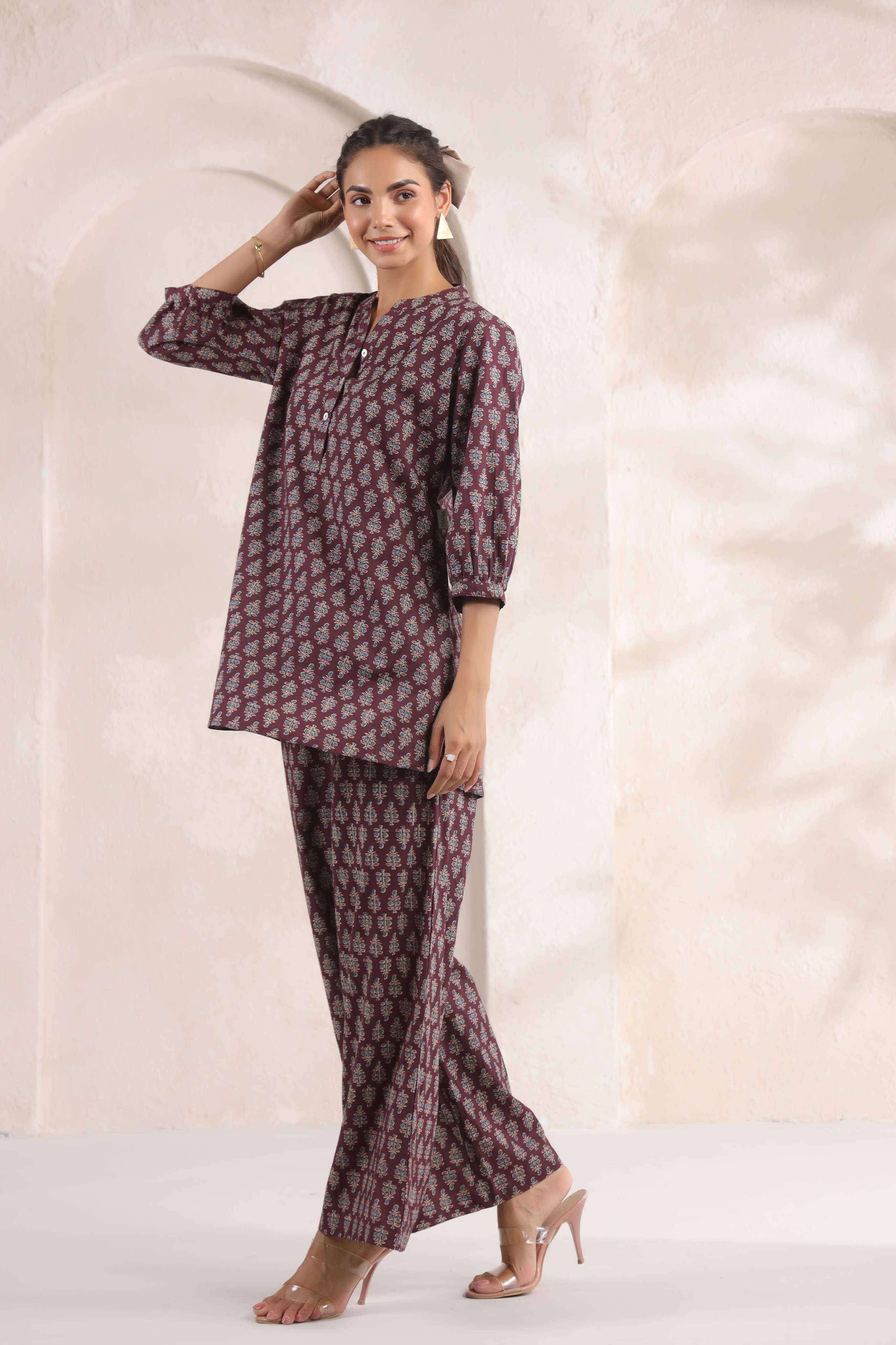 Sangria Booti Cotton Co-ord Set