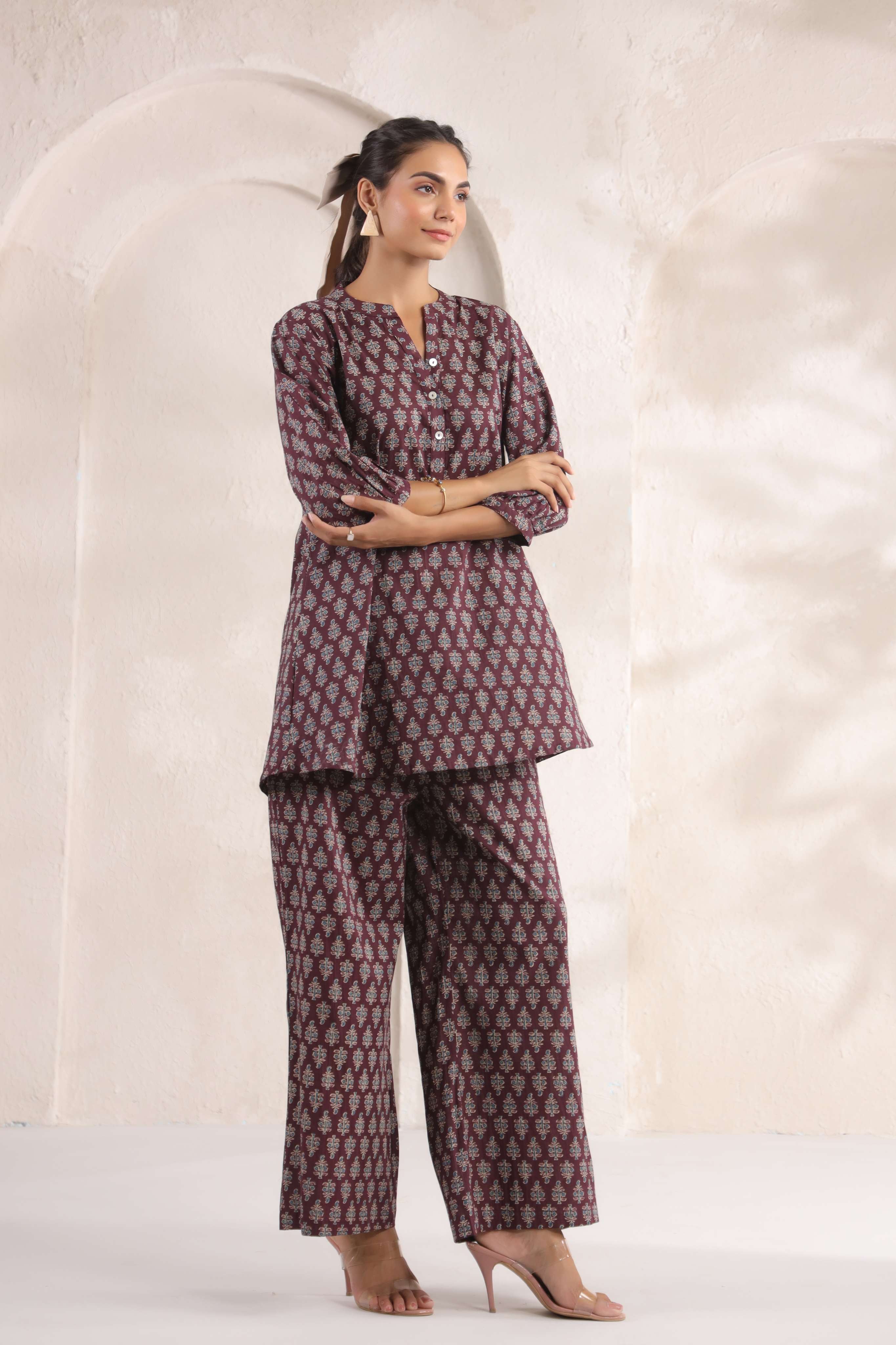 Sangria Booti Cotton Co-ord Set