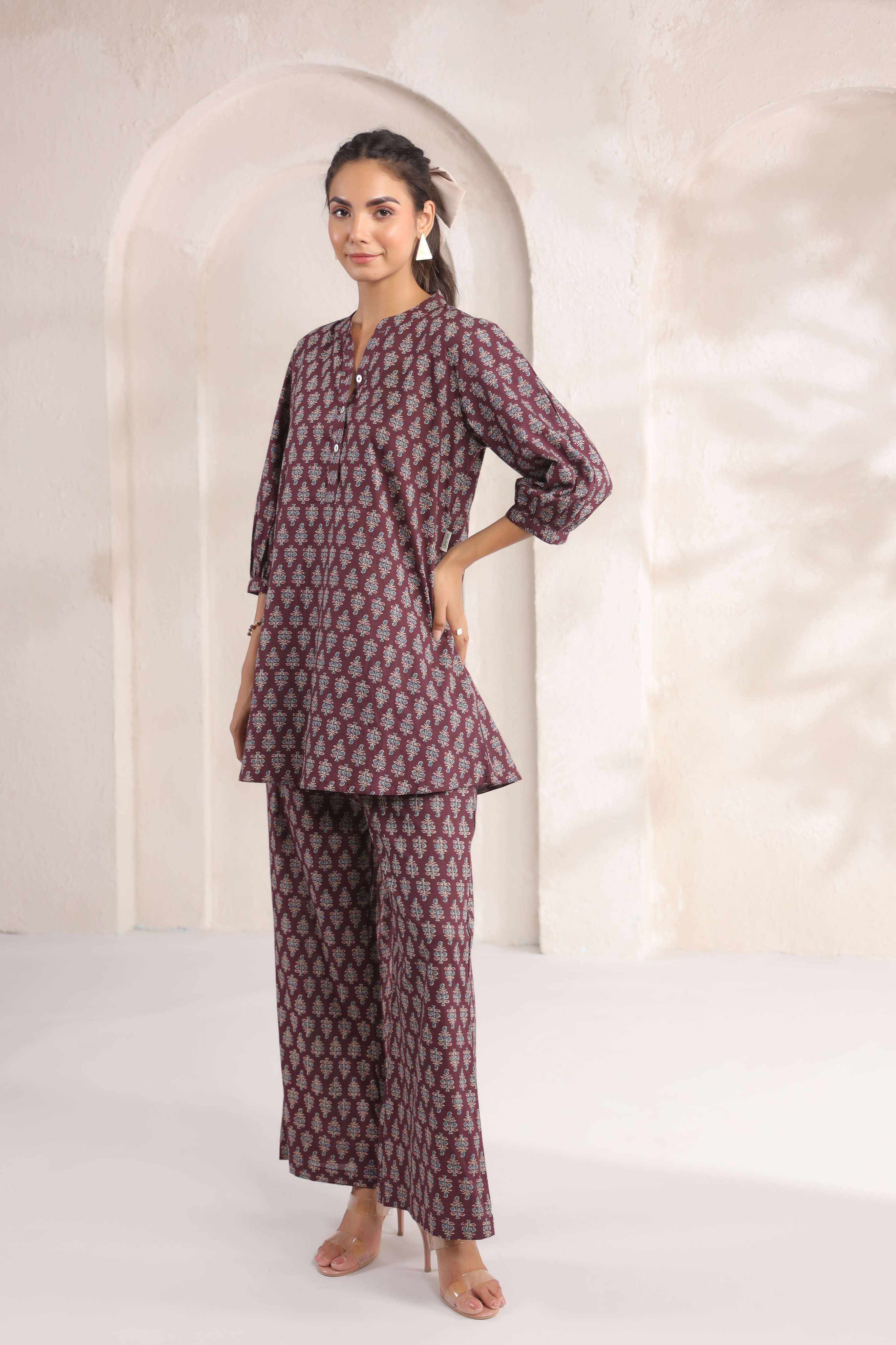 Sangria Booti Cotton Co-ord Set