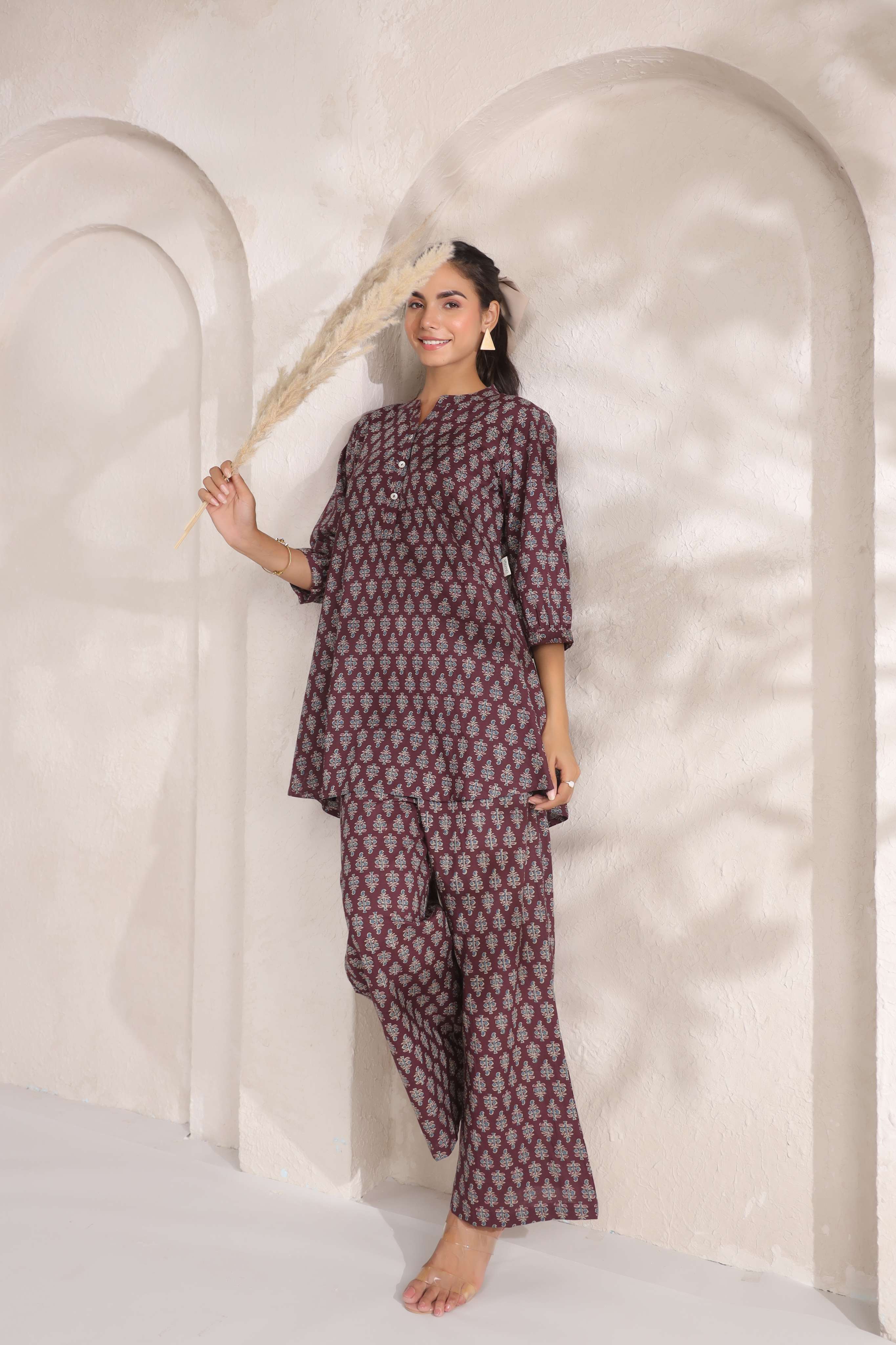 Sangria Booti Cotton Co-ord Set