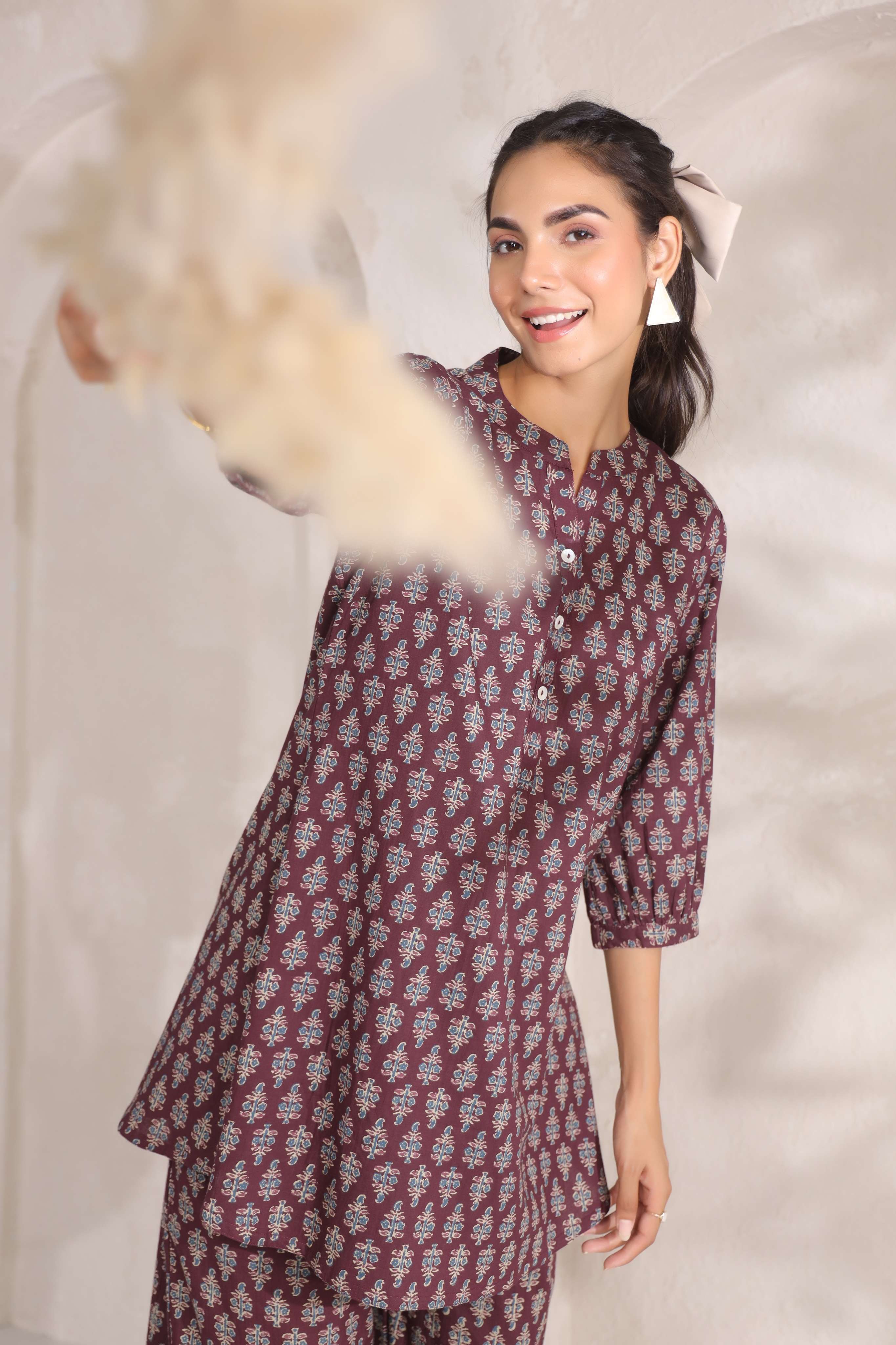 Sangria Booti Cotton Co-ord Set