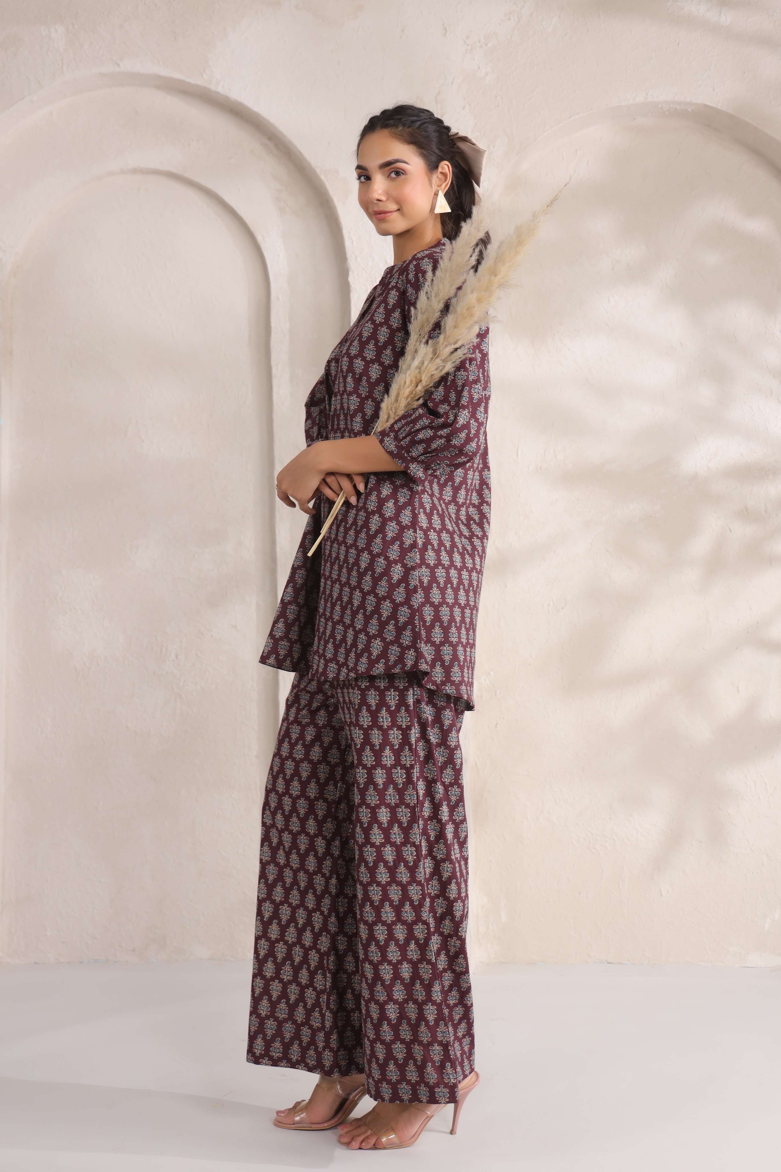 Sangria Booti Cotton Co-ord Set