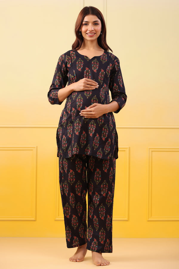 Onyx Boota Cotton Maternity - Nursing Co-ord Set