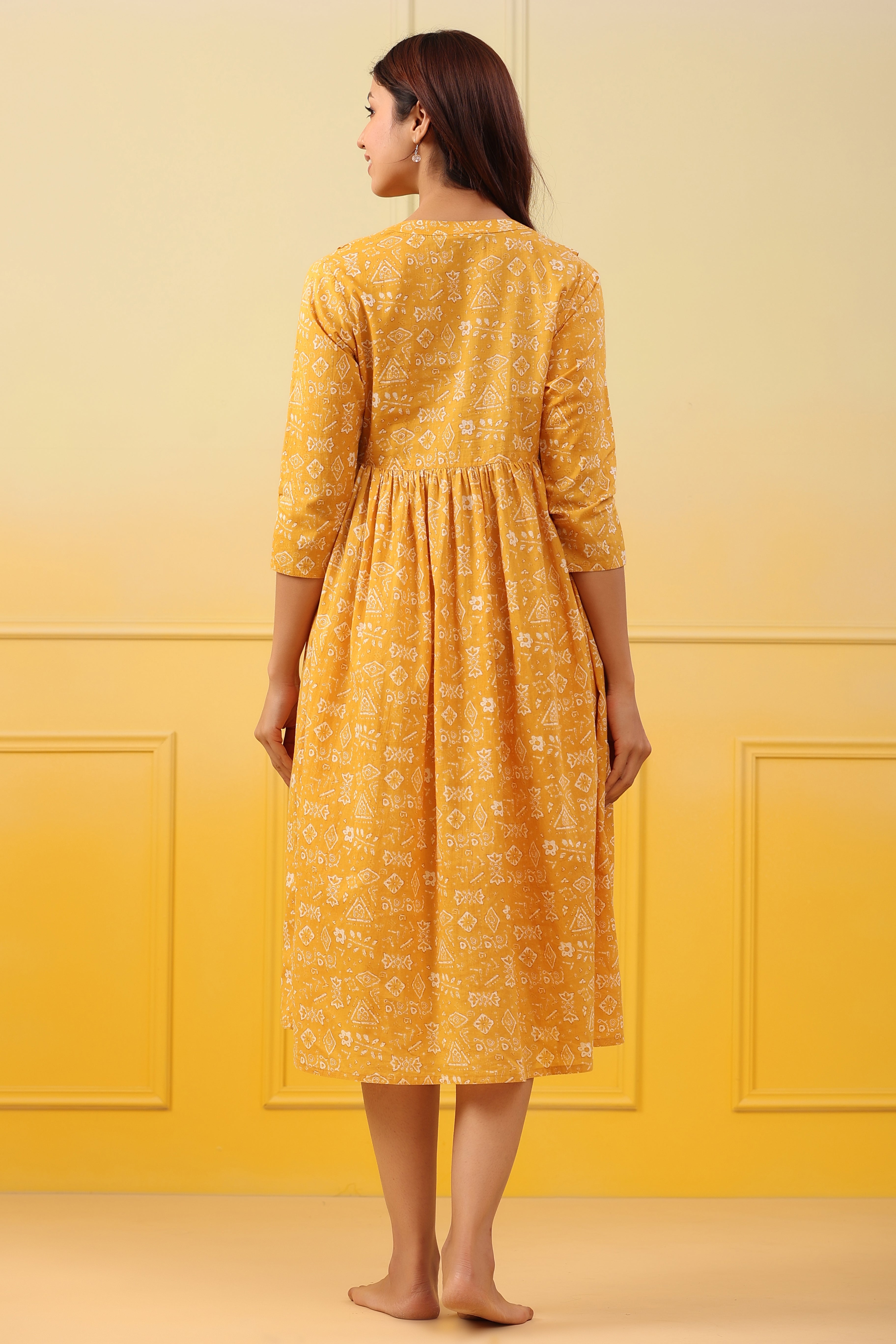 Macaroon Abstract Cotton Maternity - Nursing Dress