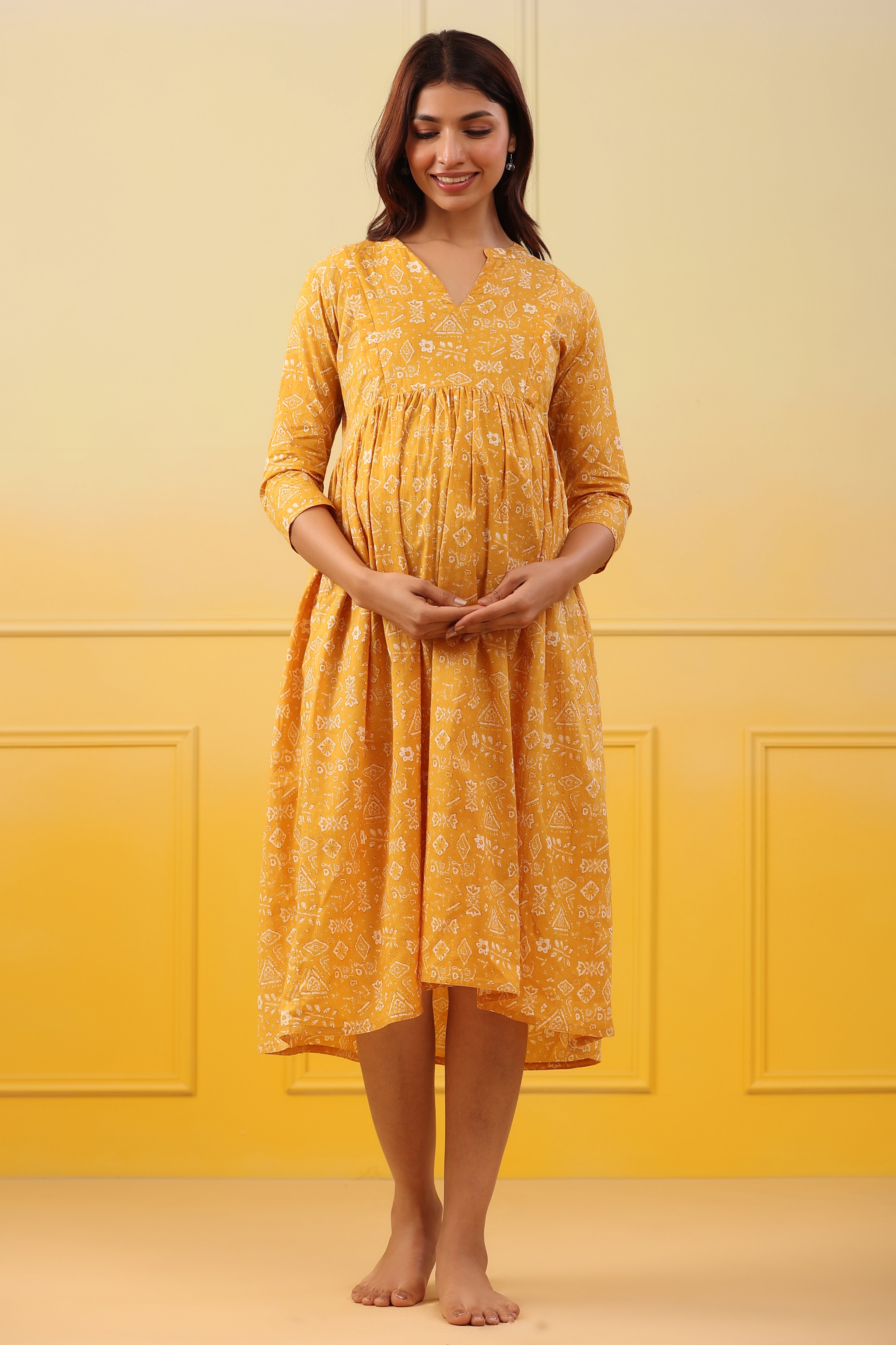 Macaroon Abstract Cotton Maternity - Nursing Dress