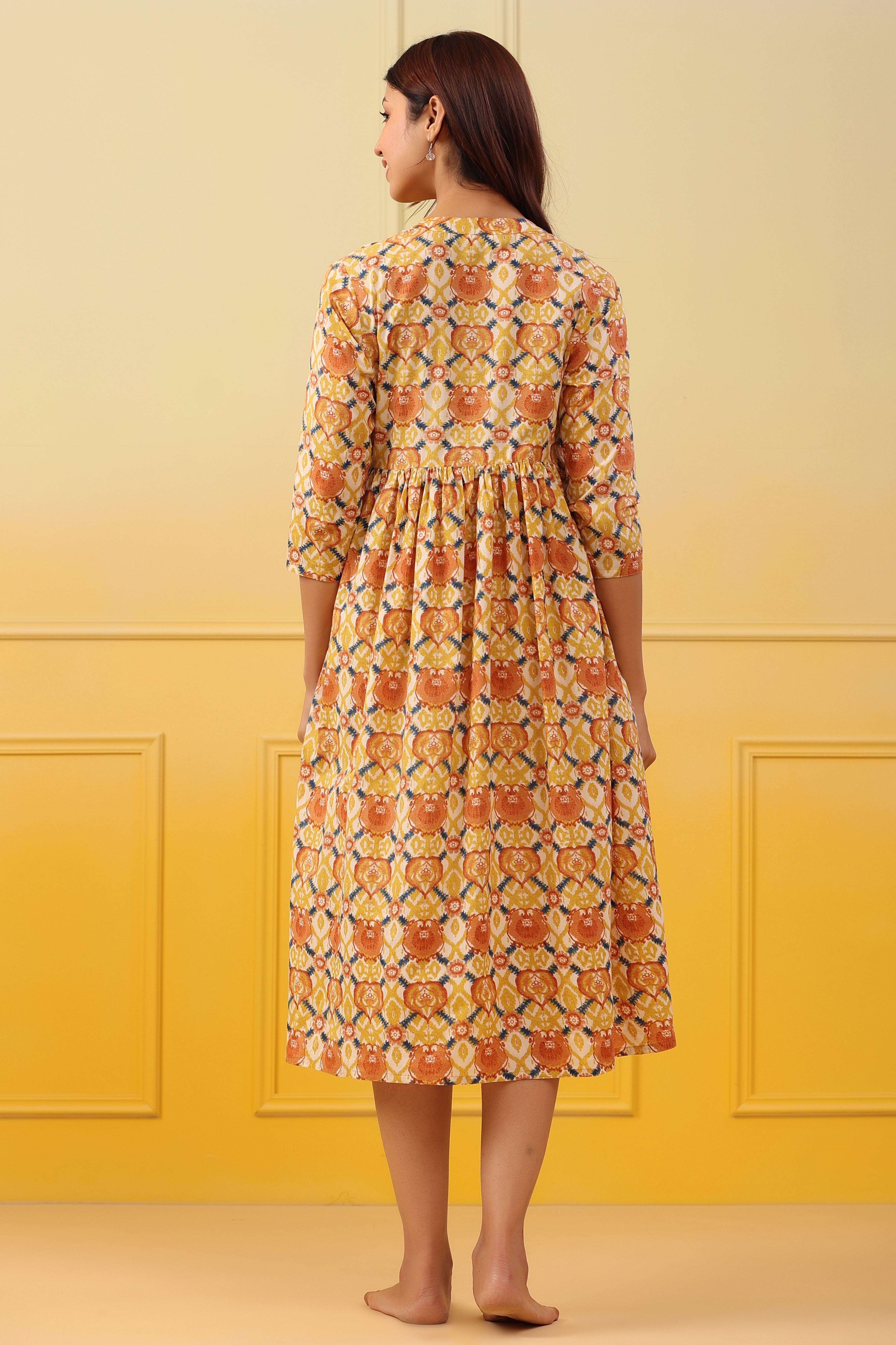 Sunrise Yellow Cotton Maternity - Nursing Dress