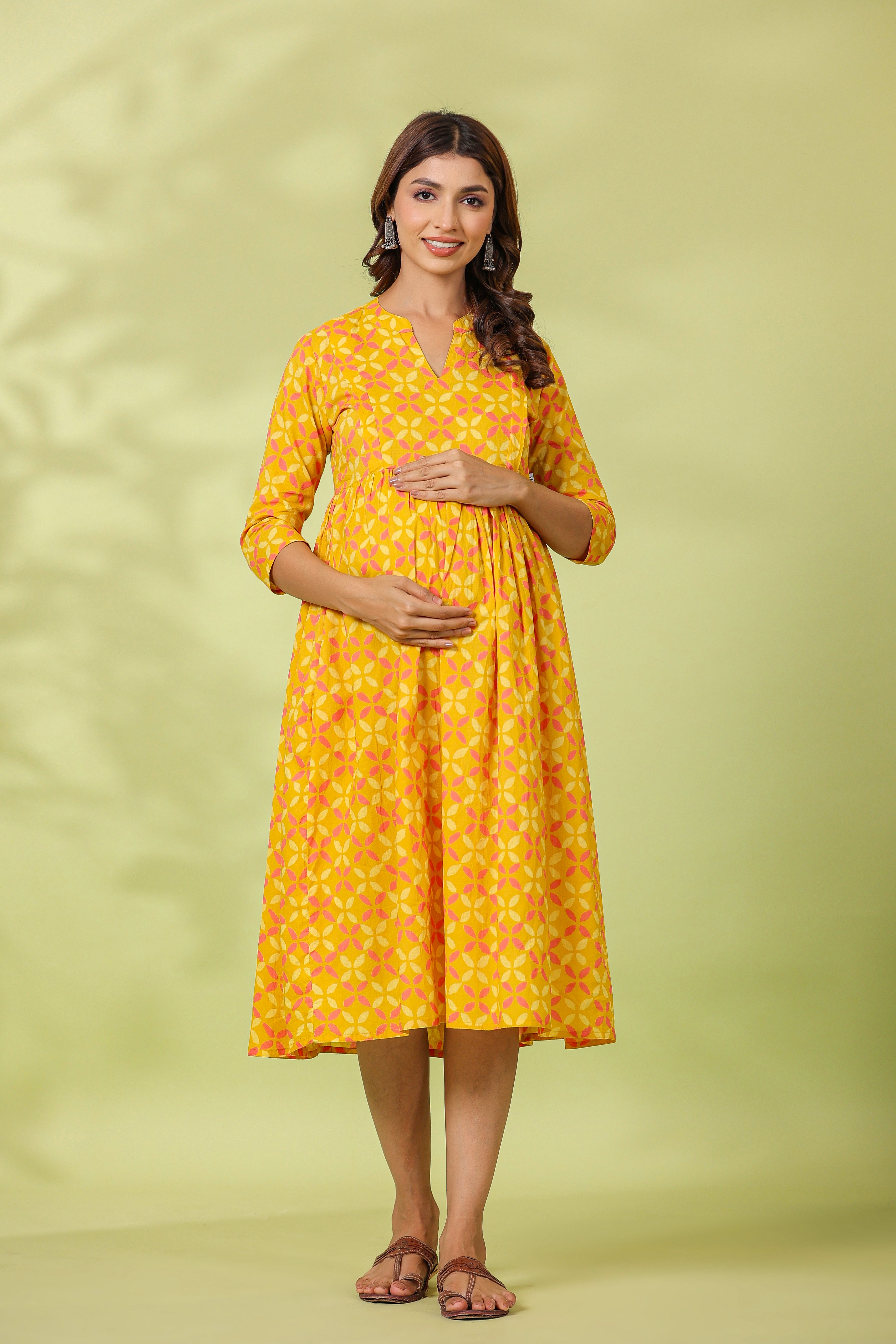 Titanium Abstract Cotton Maternity - Nursing Dress