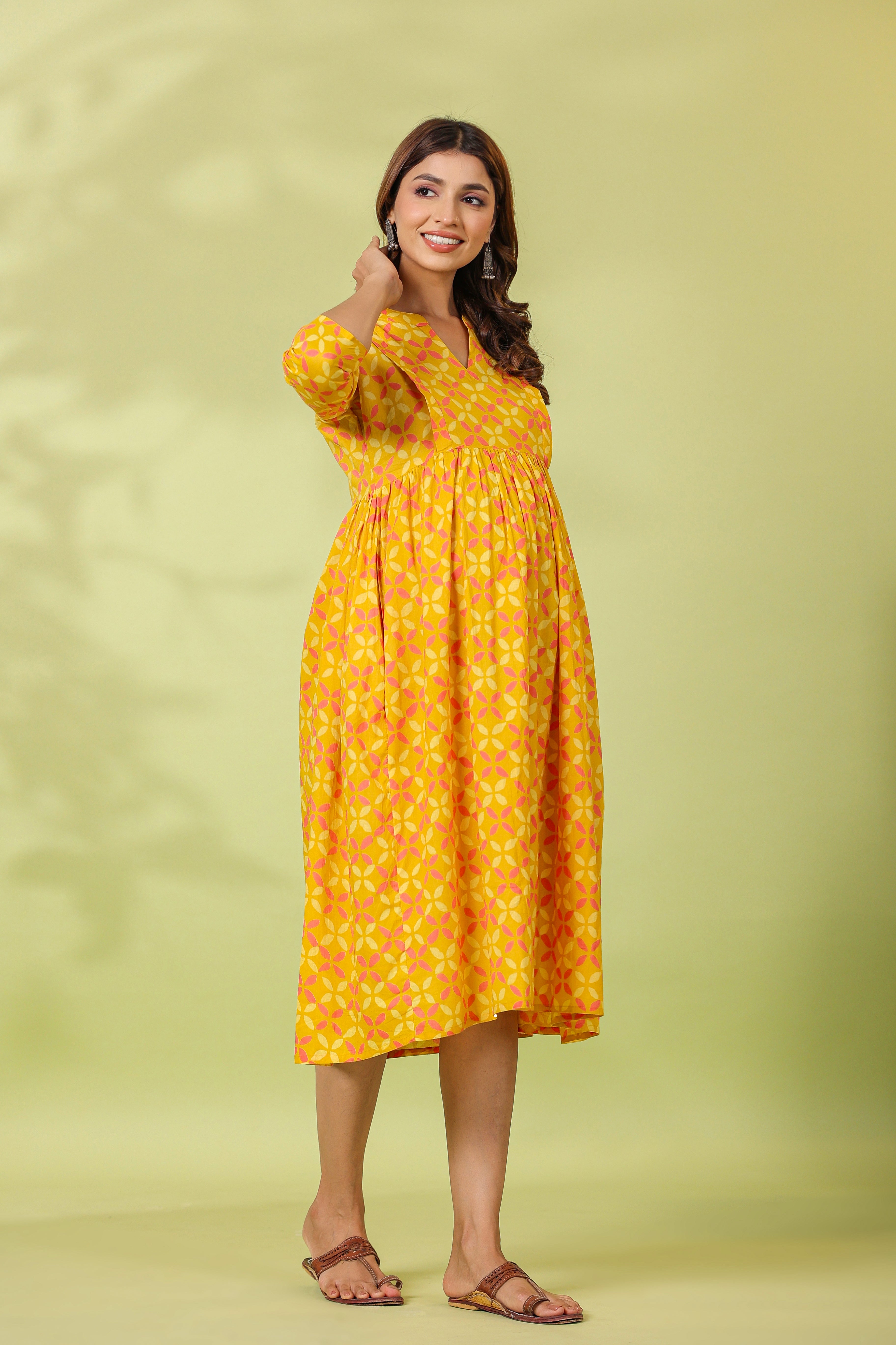 Titanium Abstract Cotton Maternity - Nursing Dress