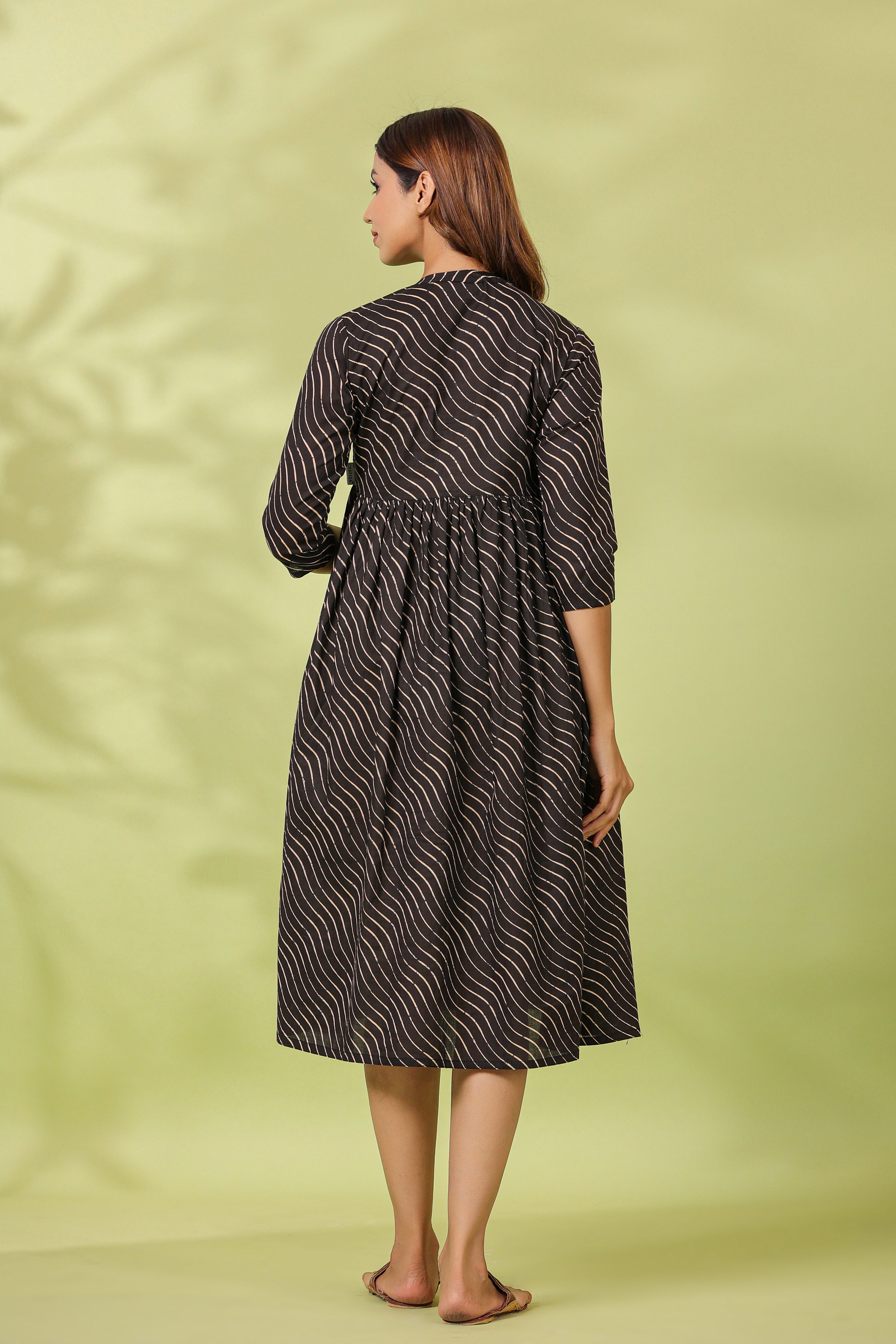 Black Pretty Wave Cotton Maternity - Nursing Dress
