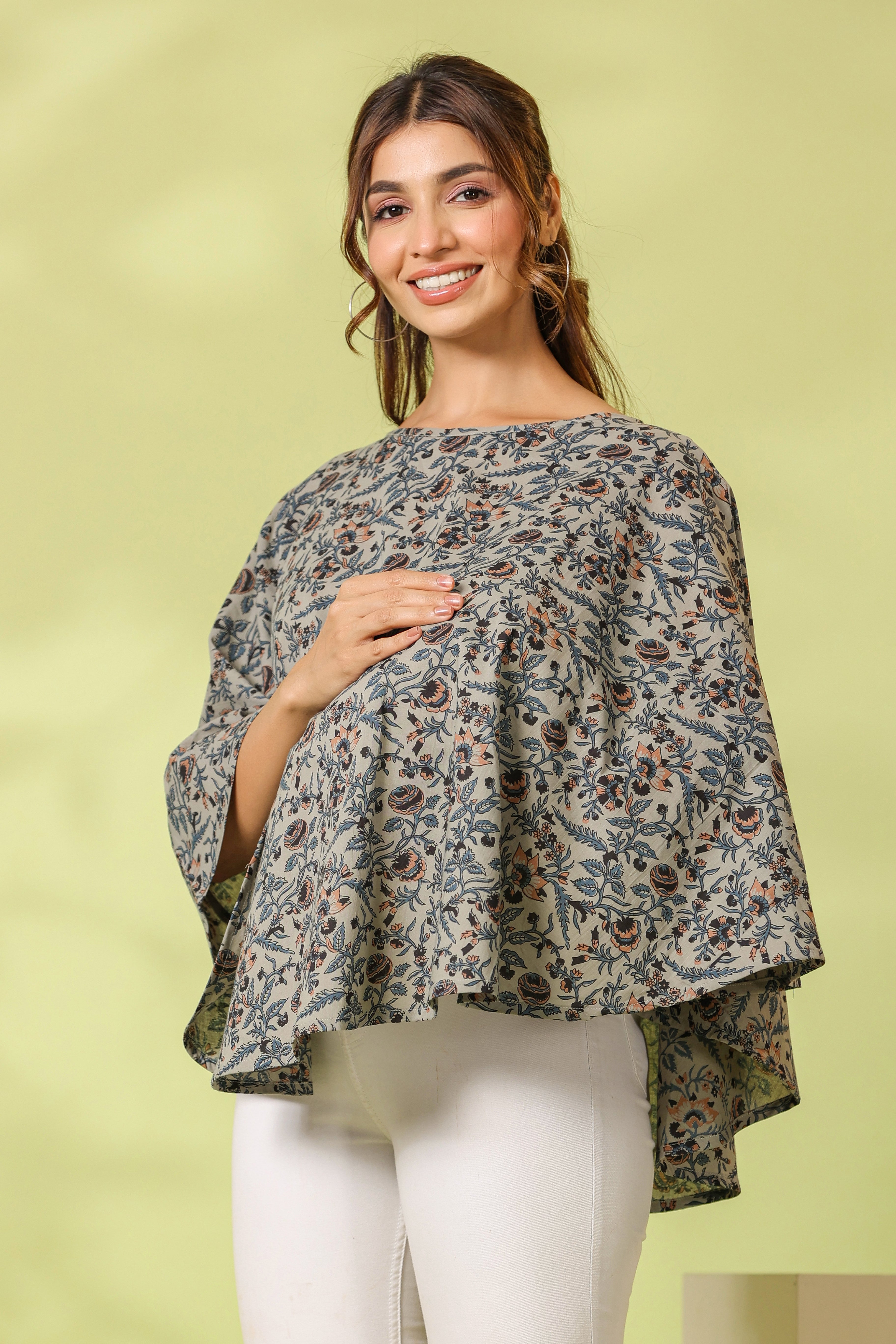 Cloud Grey Jaal Cotton Nursing Cover (One-Size)
