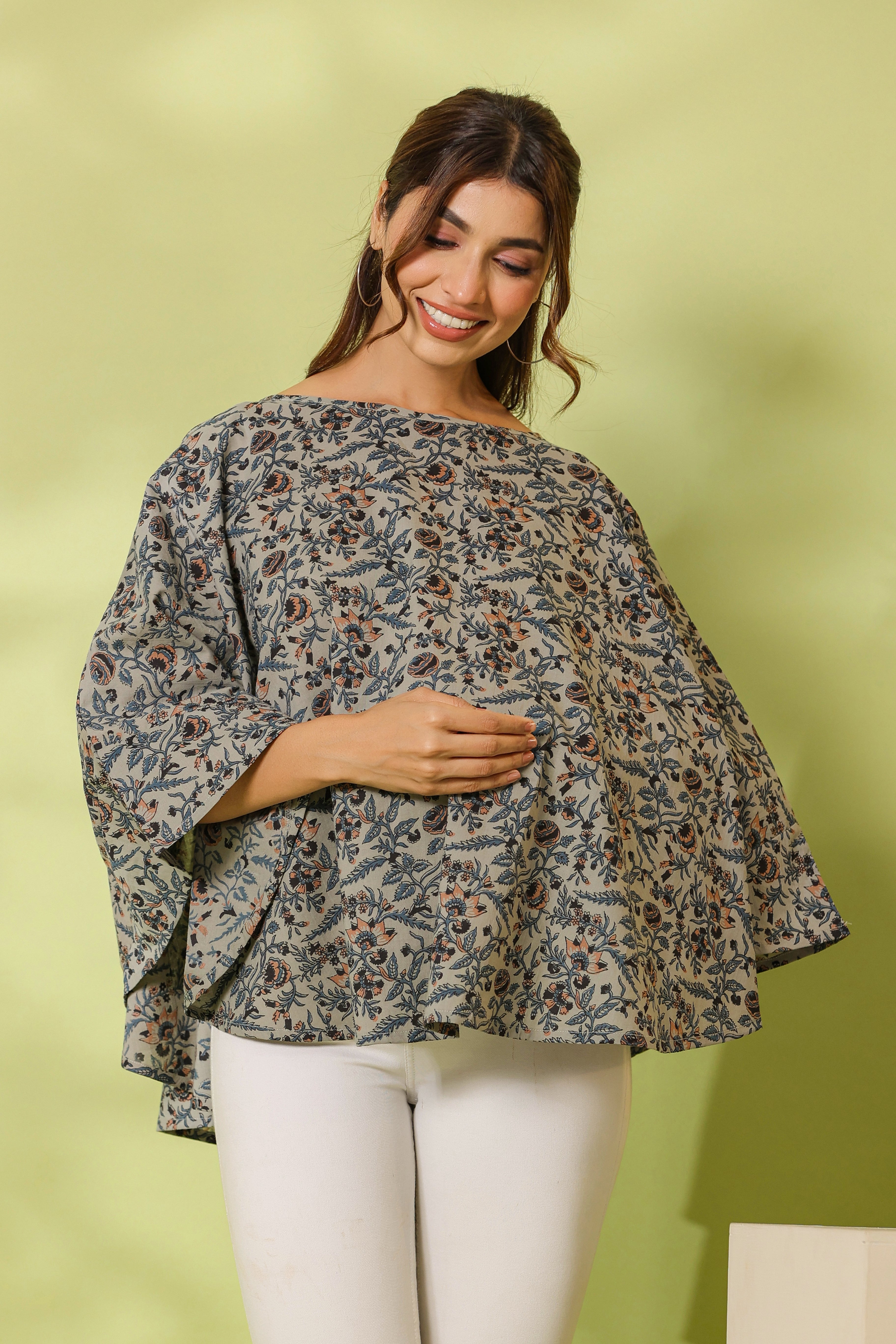 Cloud Grey Jaal Cotton Nursing Cover (One-Size)