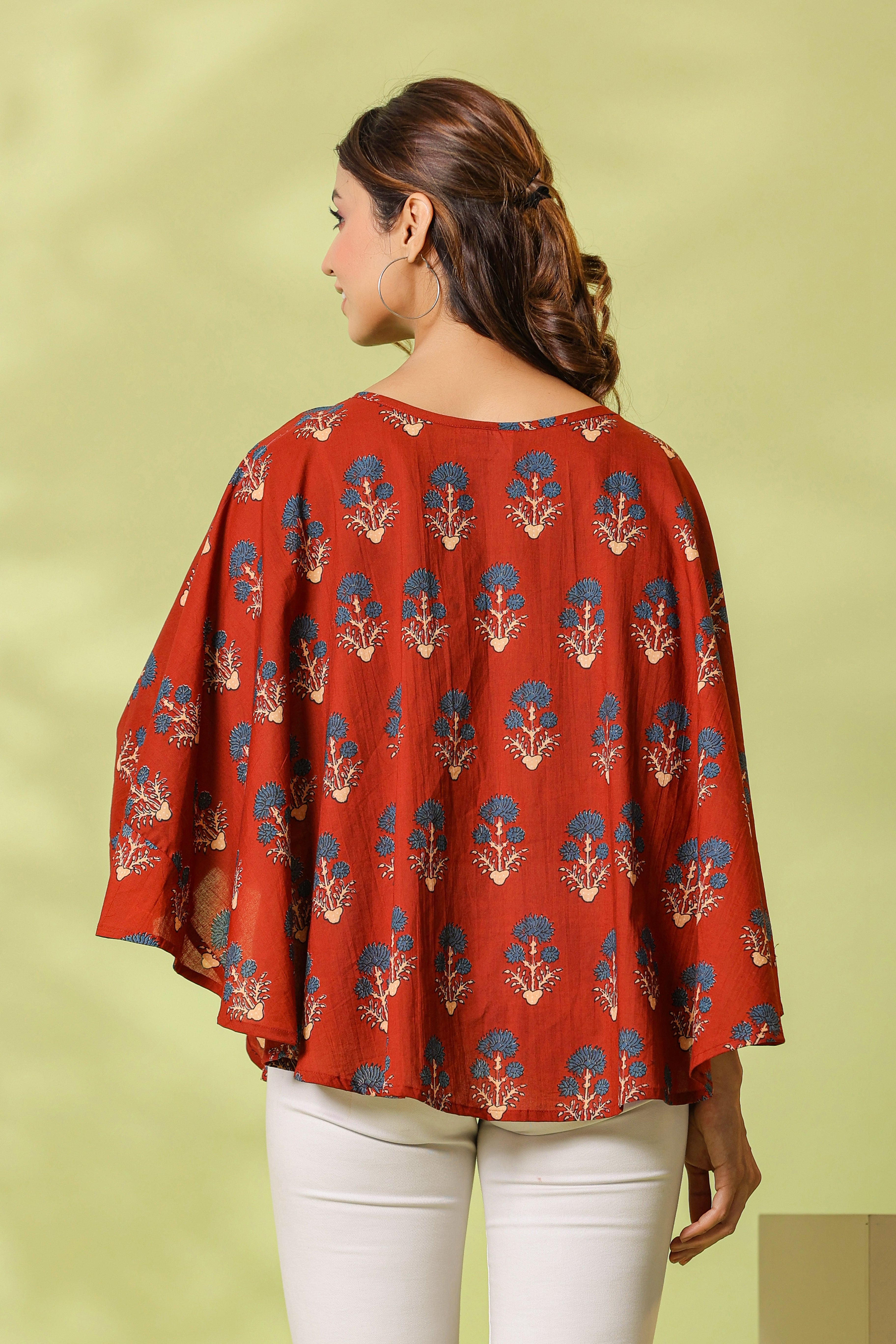 Burnt Maroon Boota Cotton Nursing Cover (One-Size)