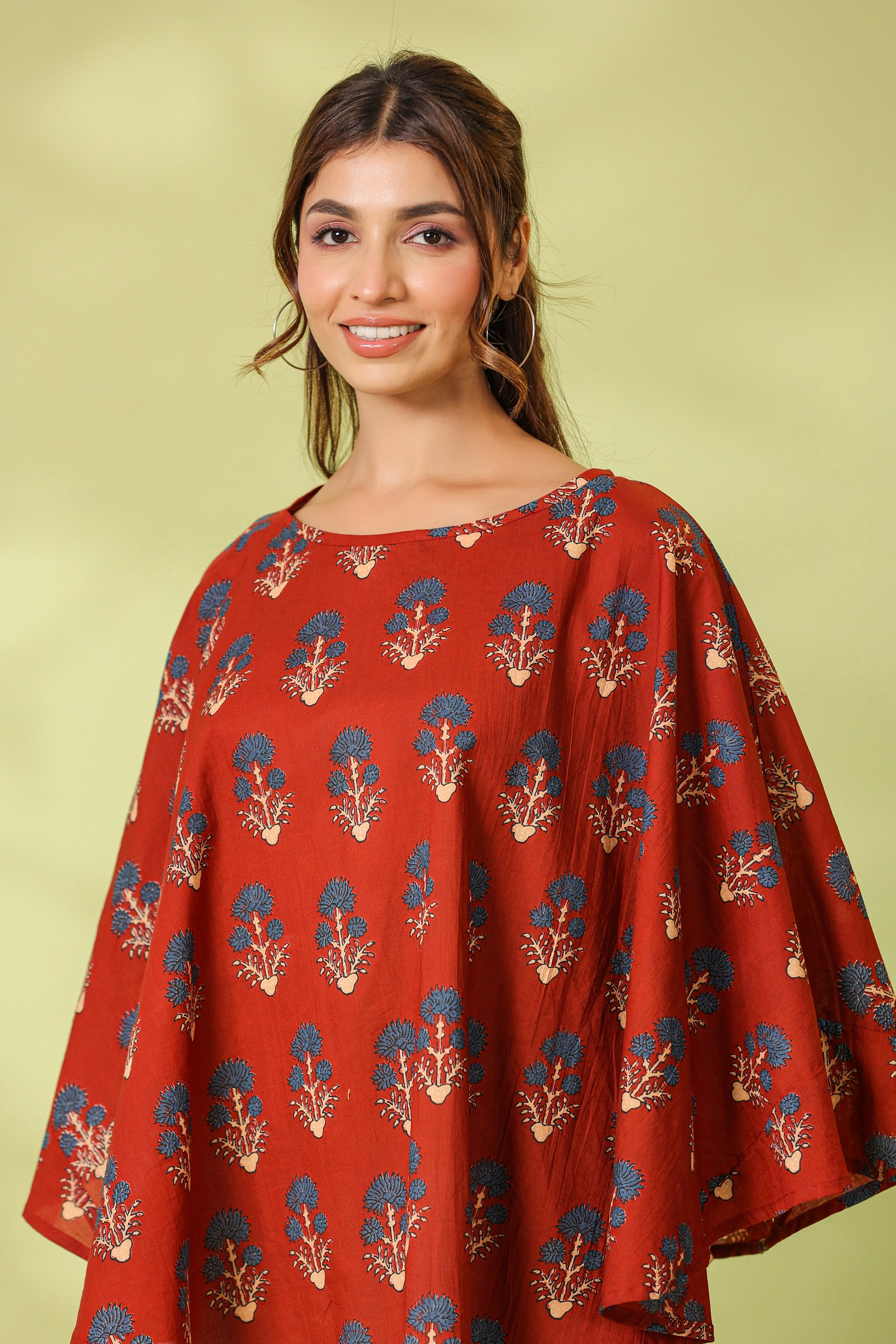 Burnt Maroon Boota Cotton Nursing Cover (One-Size)