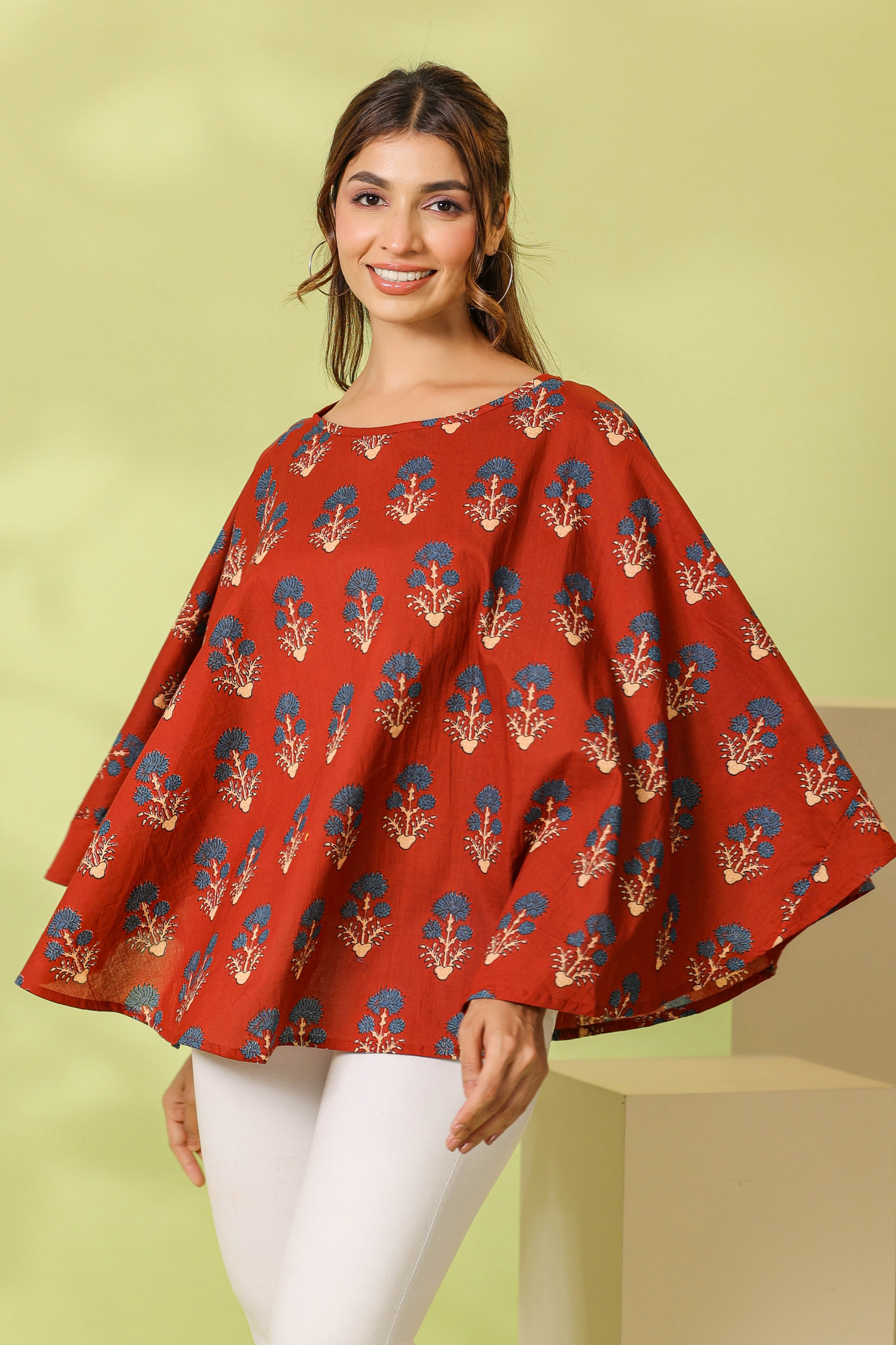 Burnt Maroon Boota Cotton Nursing Cover (One-Size)