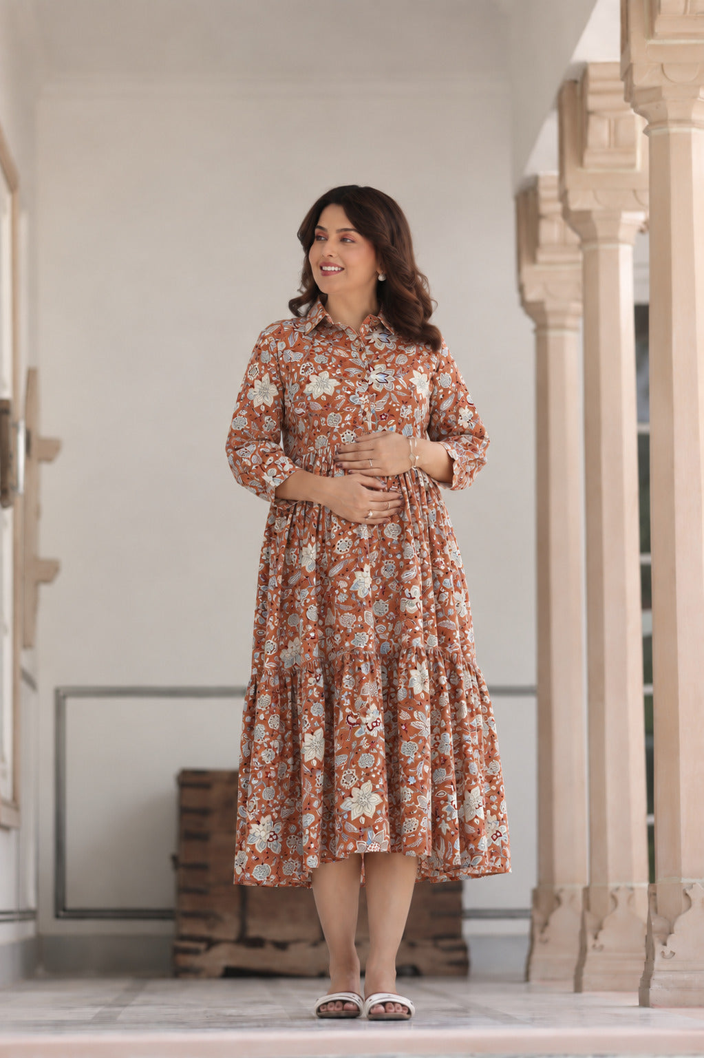 Rustic Petals Cotton Maternity - Nursing Dress