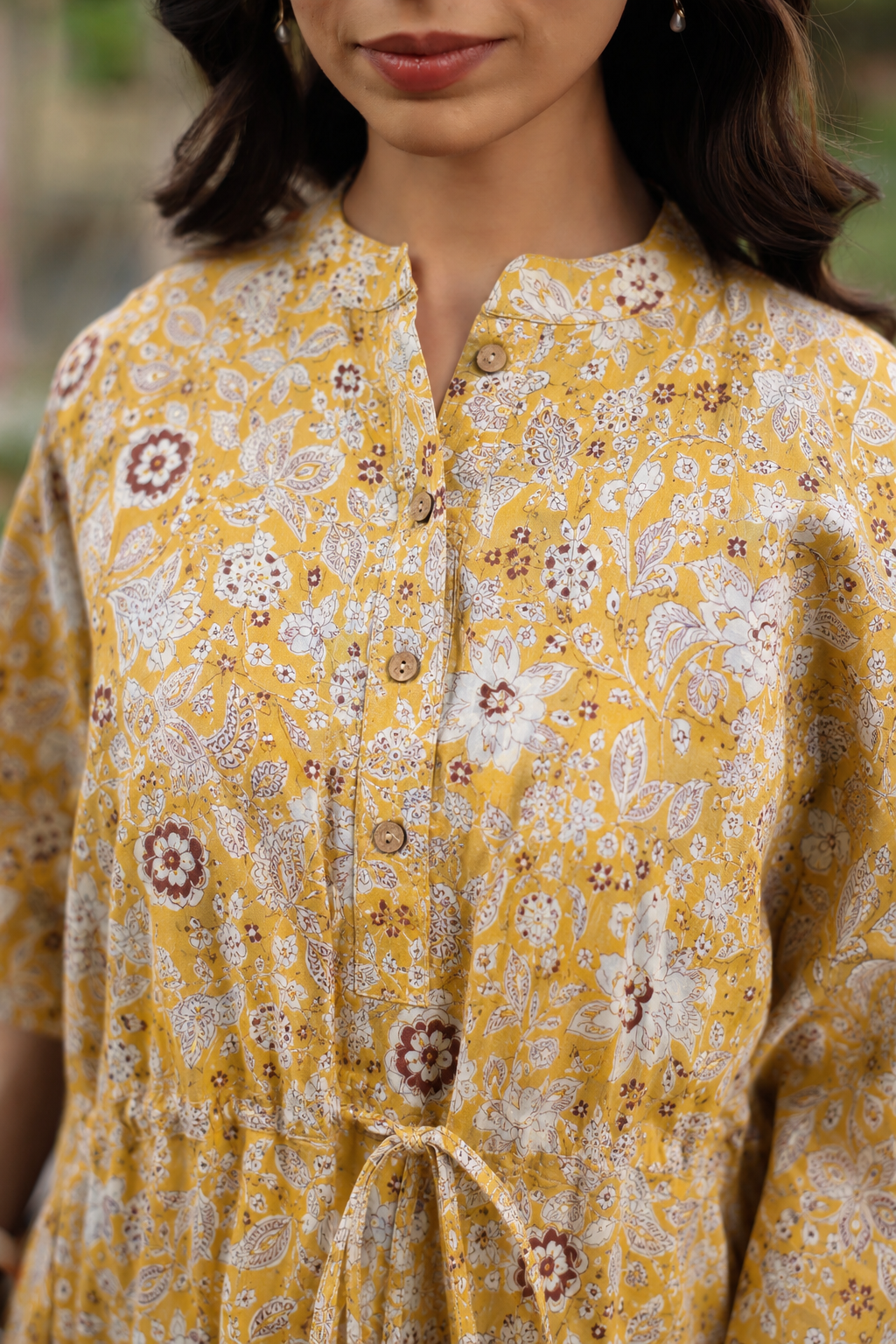 Wildflower Gold Cotton Kaftan ( One-Size )