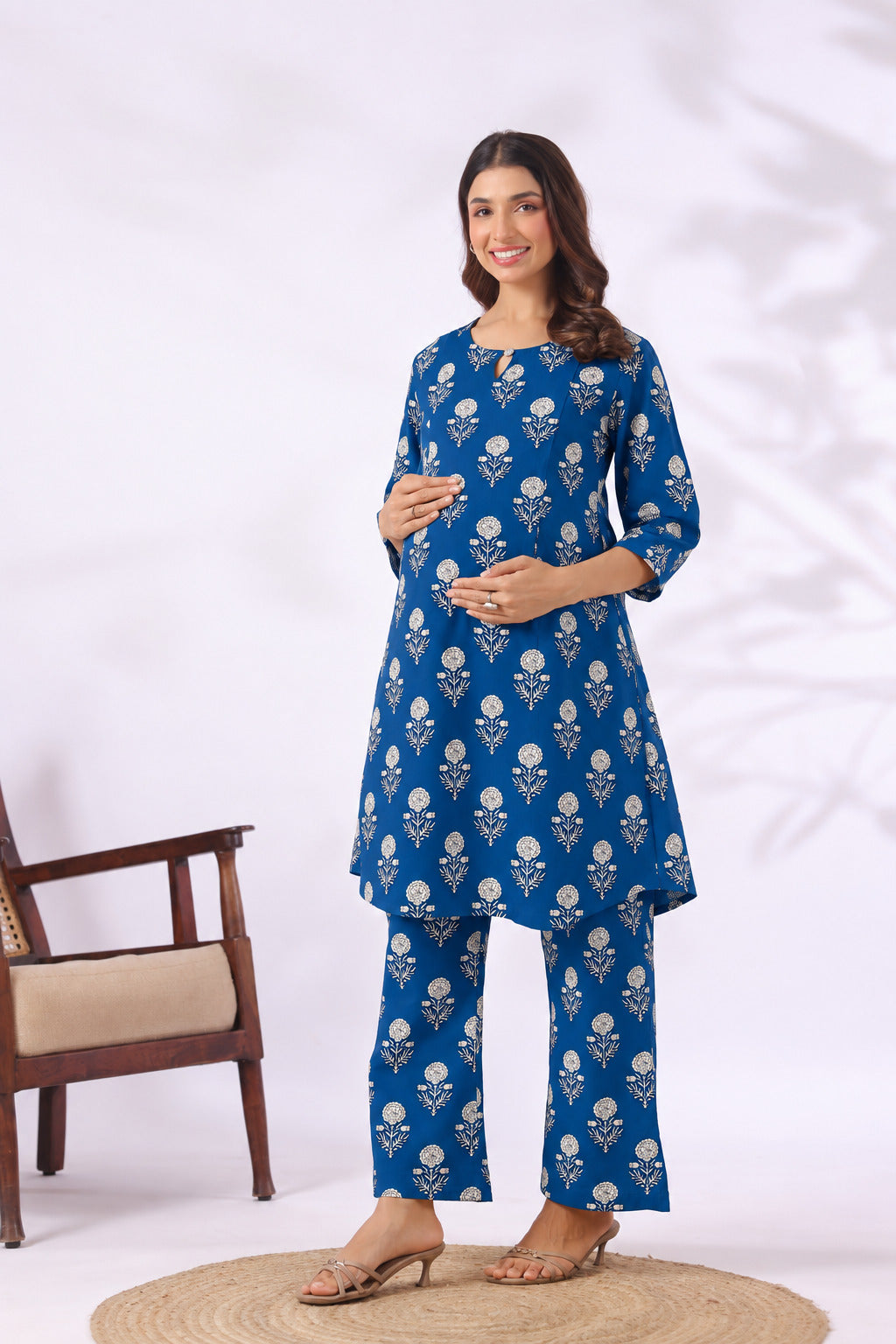 Indigo Blossom Cotton Maternity - Nursing Co-ord Set