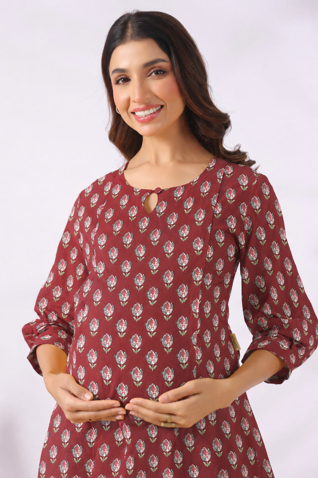 Red Petal Cotton Maternity - Nursing Co-ord Set