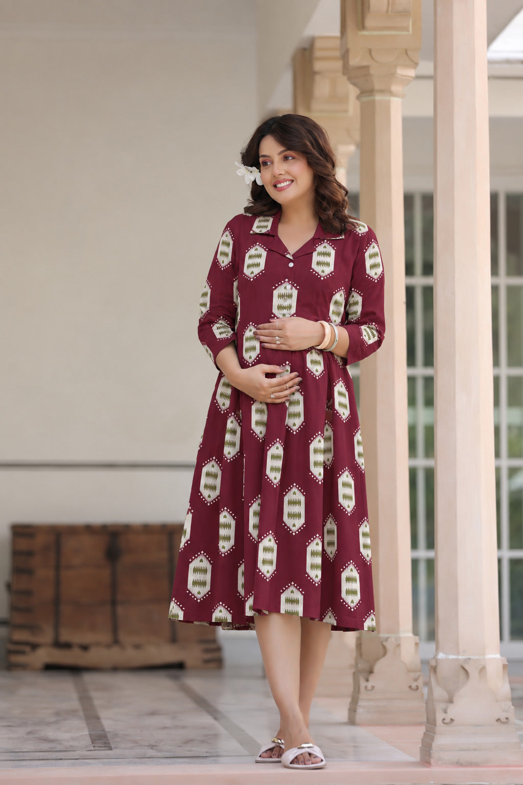 Ruby Ikat Cotton Maternity - Nursing Dress