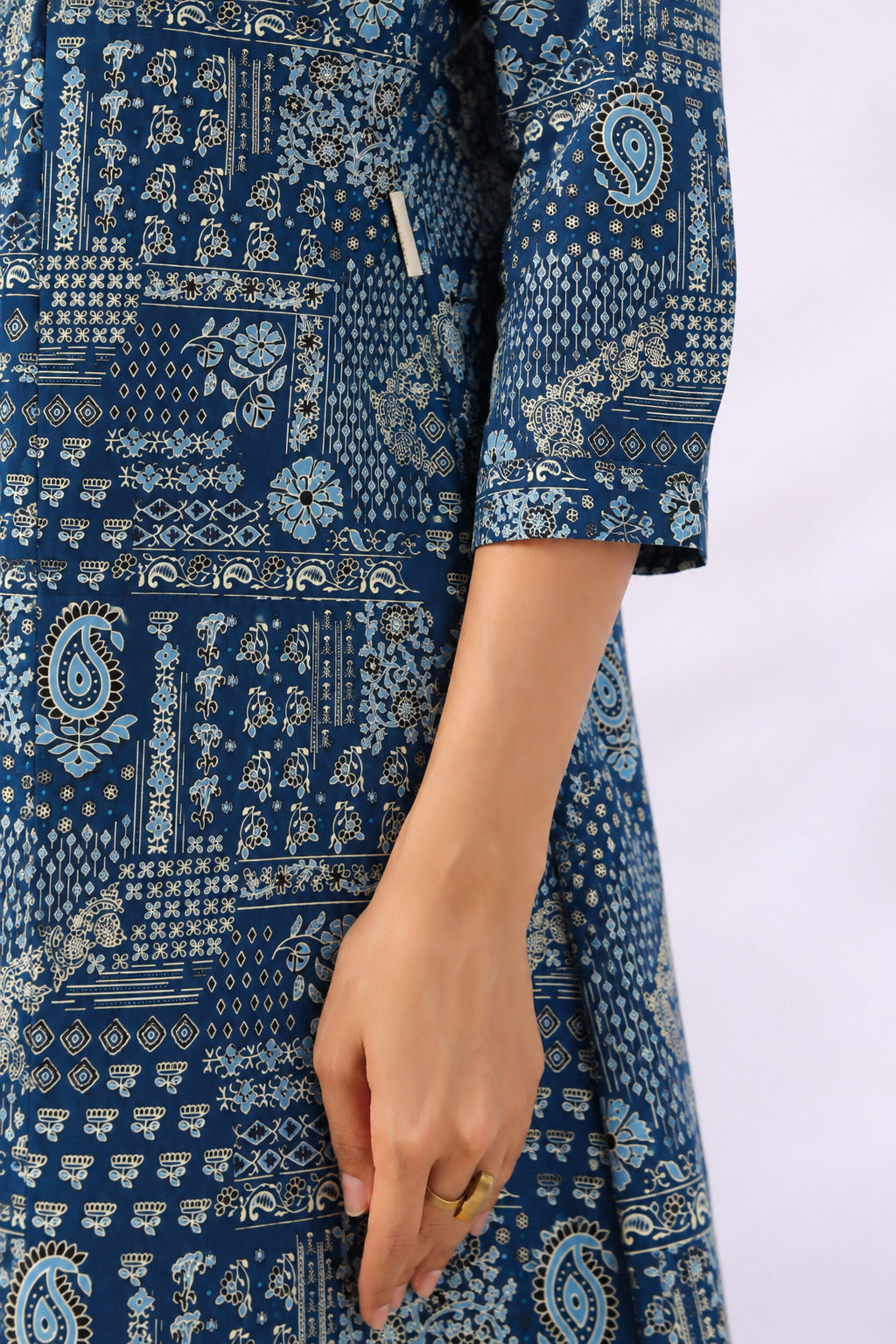Indigo Folk Patch Cotton Maternity - Nursing Co-ord Set