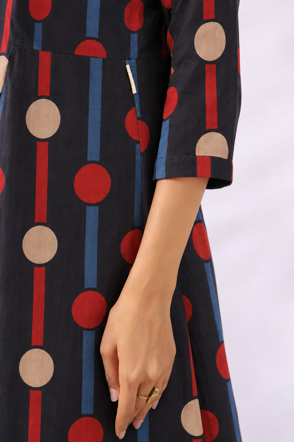 Black Geometric Ajrakh Cotton Maternity - Nursing Co-ord Set