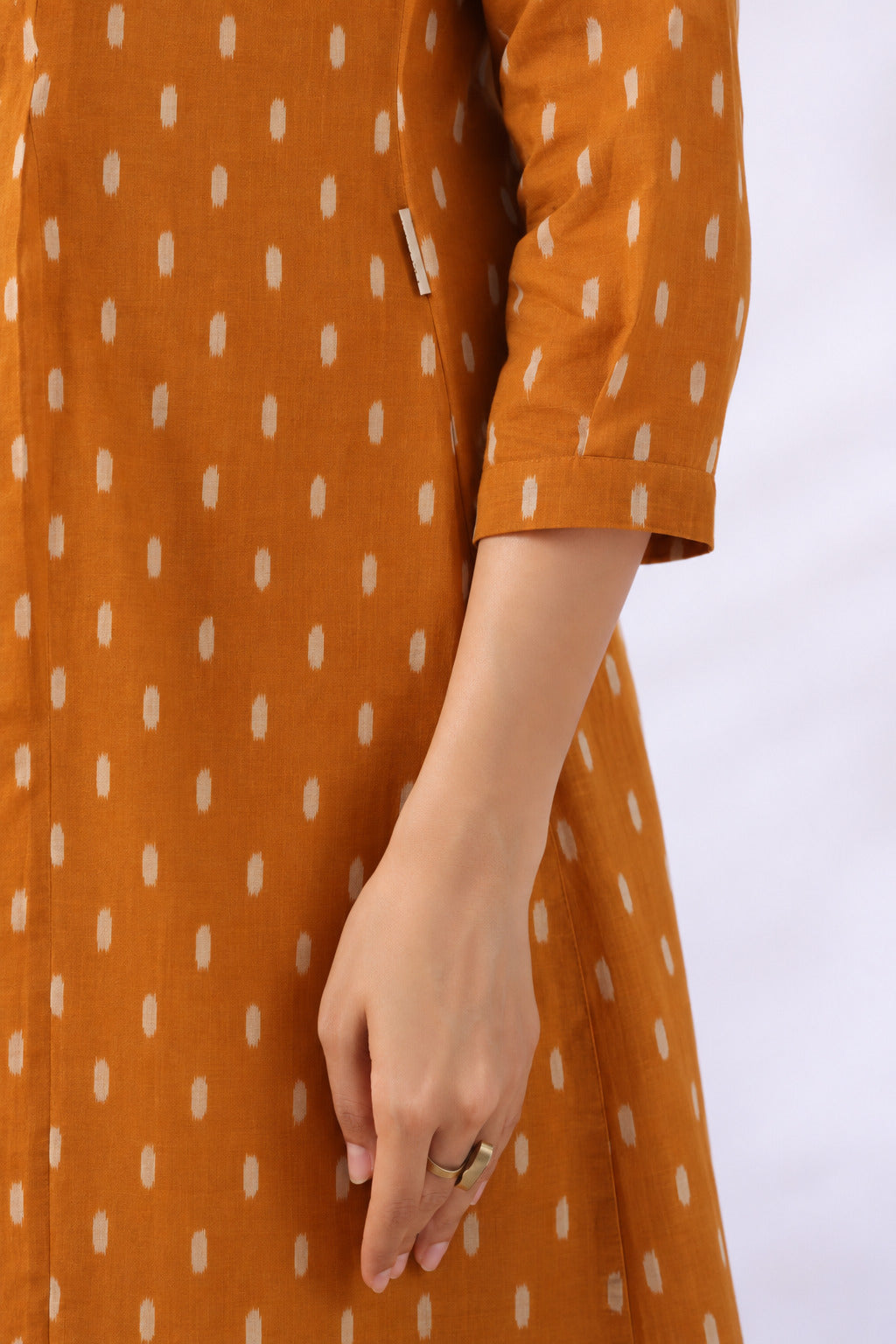 Mustard Loom Print Cotton Maternity - Nursing Co-ord Set