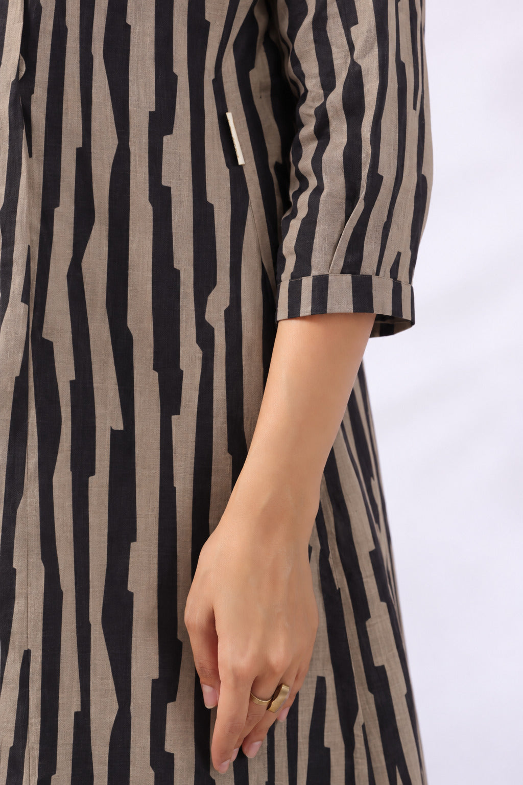 Black Grey Abstract Stripe Cotton Maternity - Nursing Co-ord Set