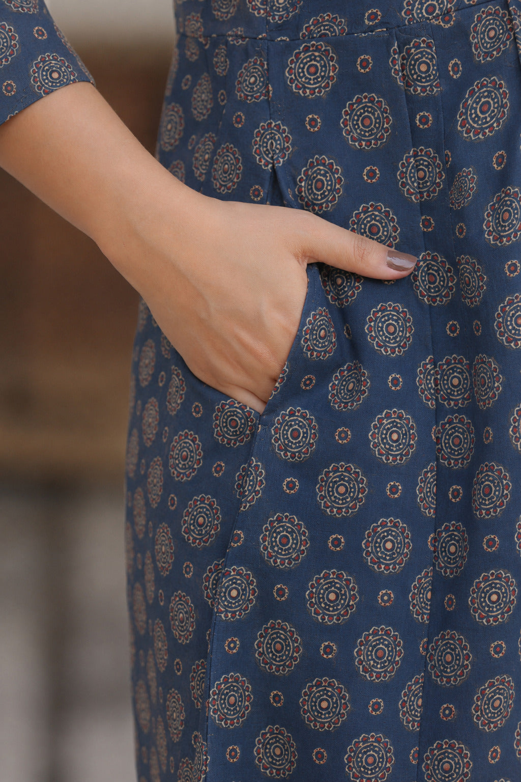 Indigo Mandala Bloom Cotton Maternity - Nursing Dress