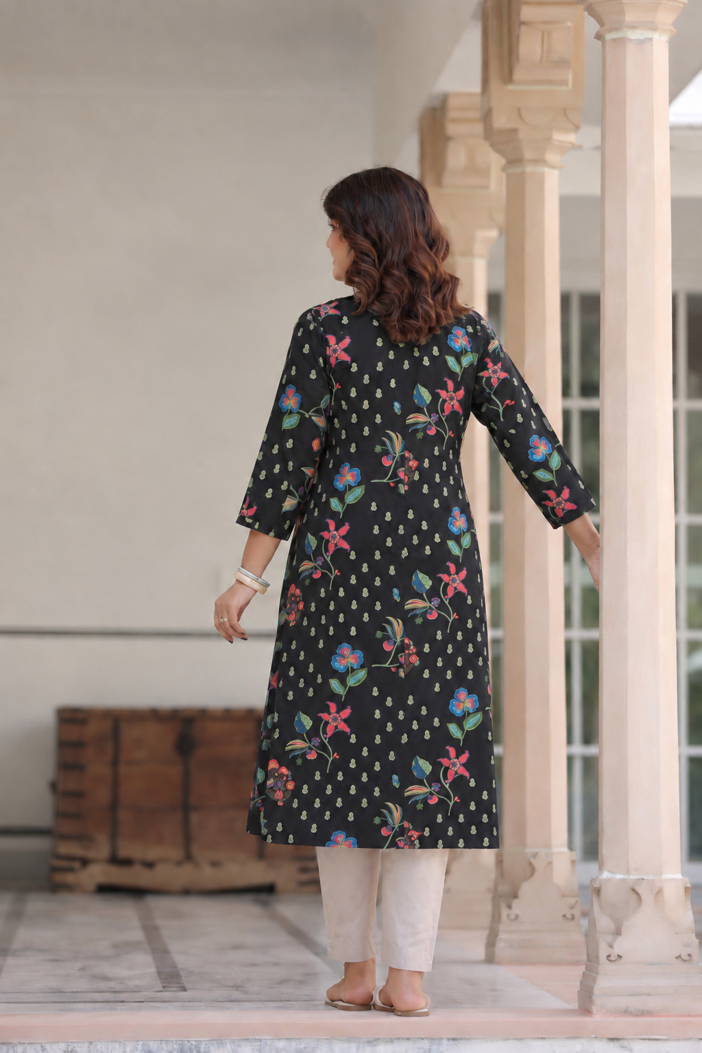 Wildflower Noir Cotton Maternity - Nursing Kurti