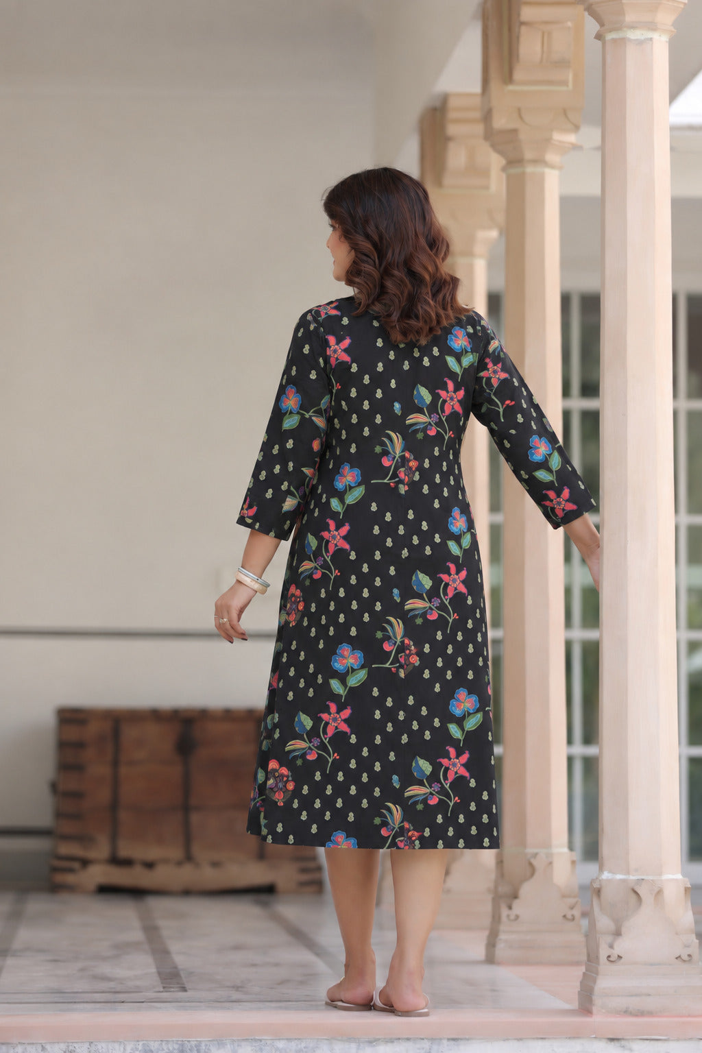 Wildflower Noir Cotton Maternity - Nursing Dress