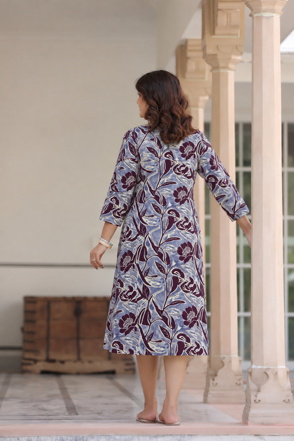 Wine Blossom Cotton Maternity - Nursing Dress