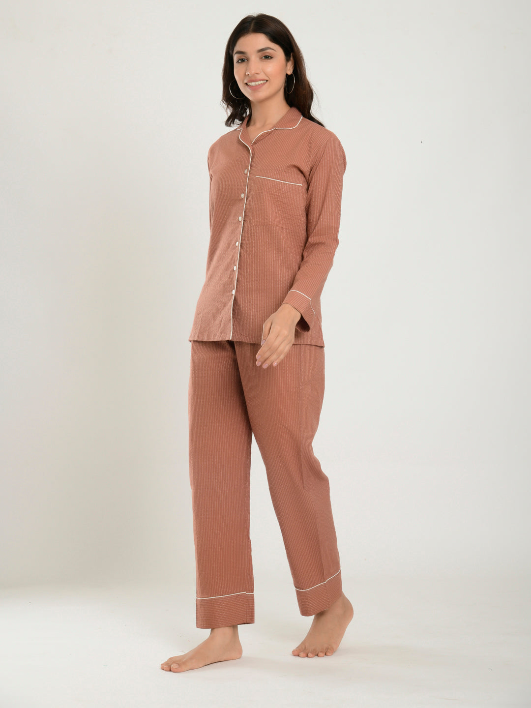 Rust Kantha Cotton Loungewear Set