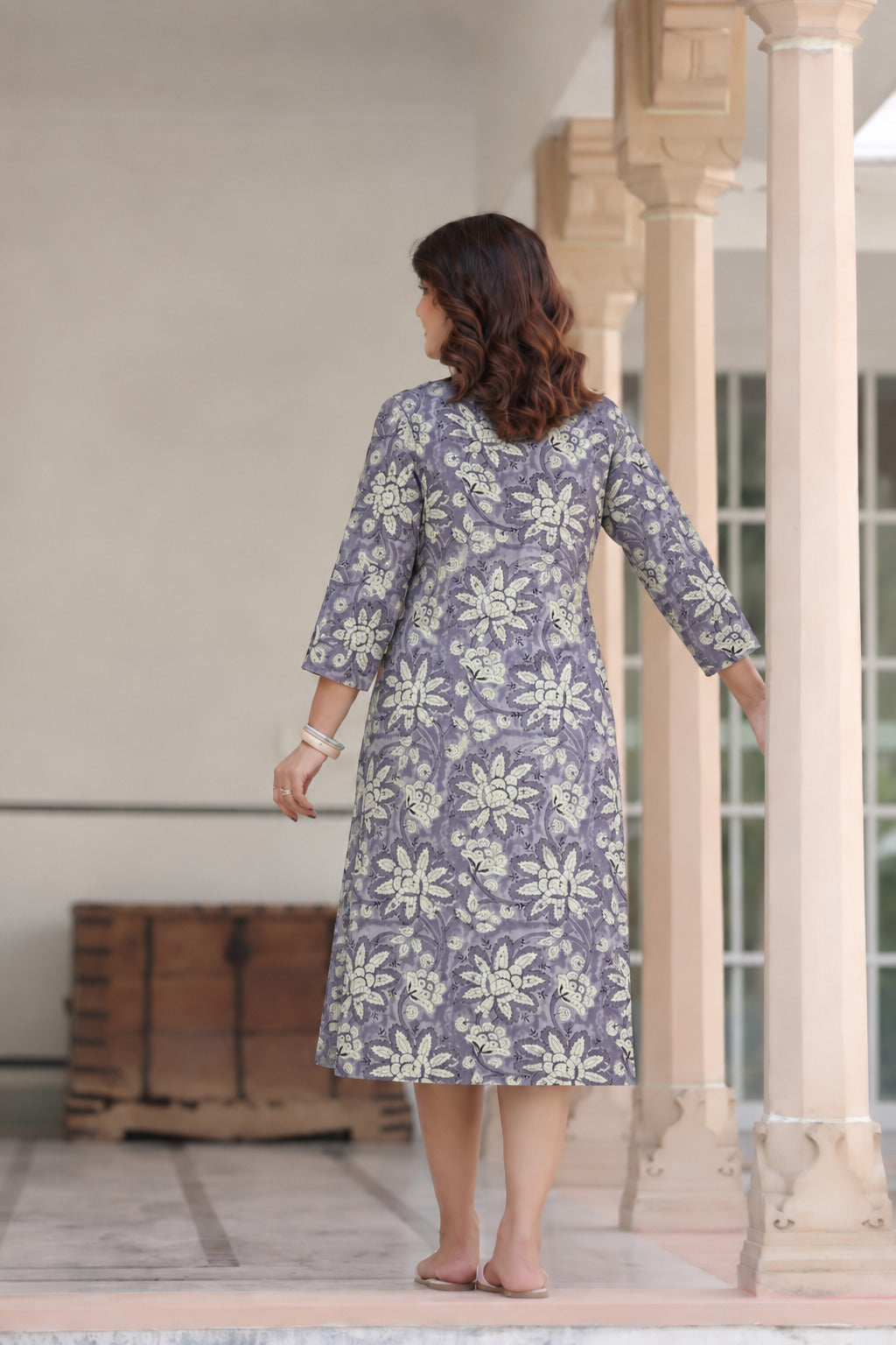 Moonlit Florals Cotton Maternity - Nursing Dress