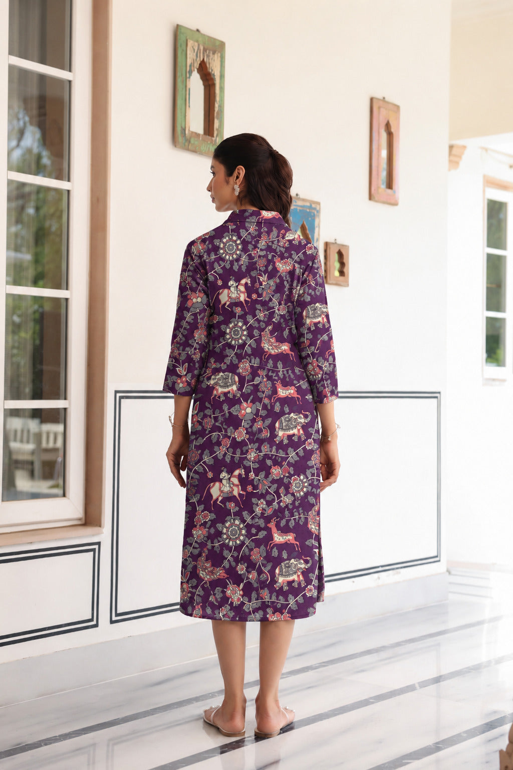 Purple Jungle Story Cotton Maternity - Nursing Dress