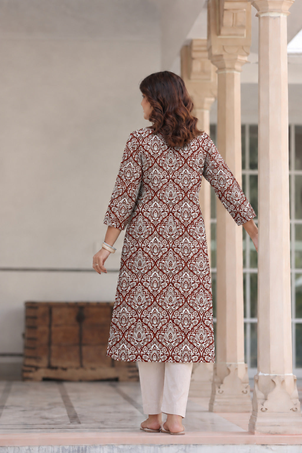 Vintage Rust MahalCotton Maternity - Nursing Kurti