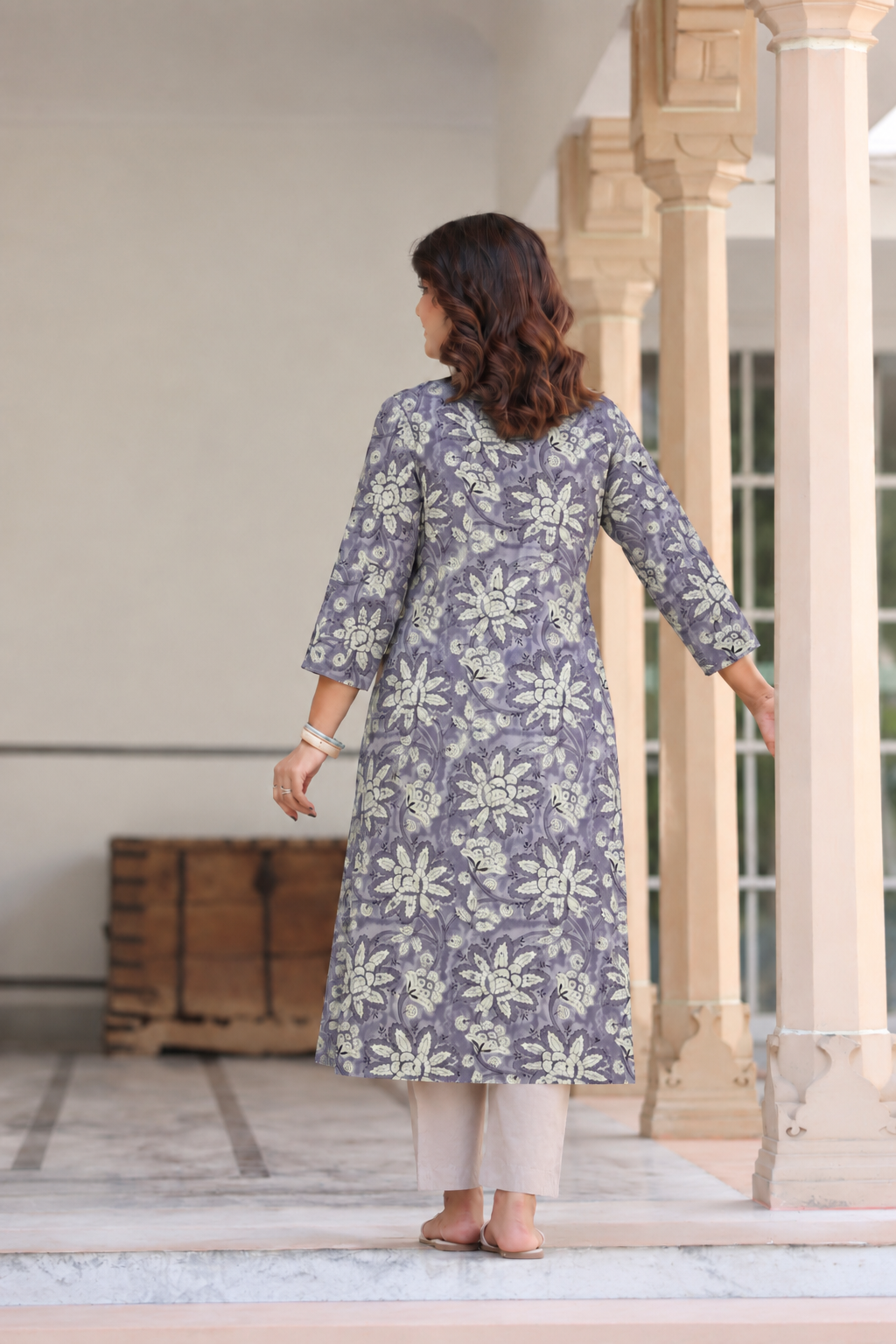 Moonlit Florals Cotton Maternity - Nursing Kurti