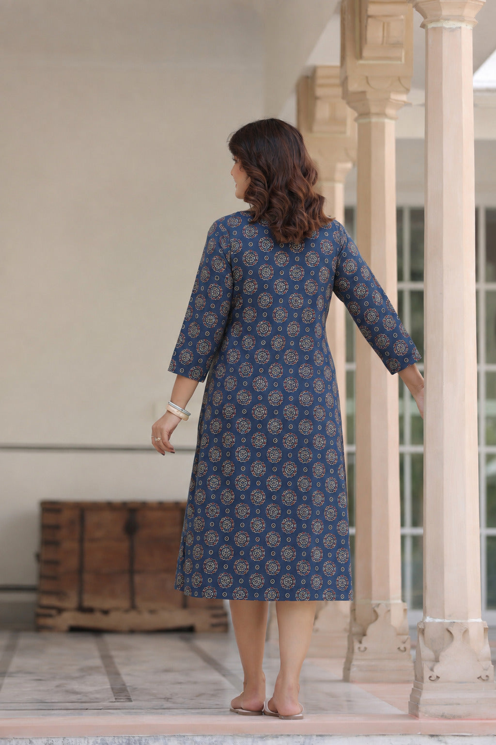 Indigo Mandala Bloom Cotton Maternity - Nursing Dress