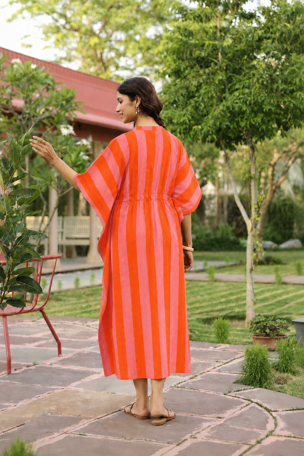 Flamingo Flame Cotton Kaftan ( One-Size )