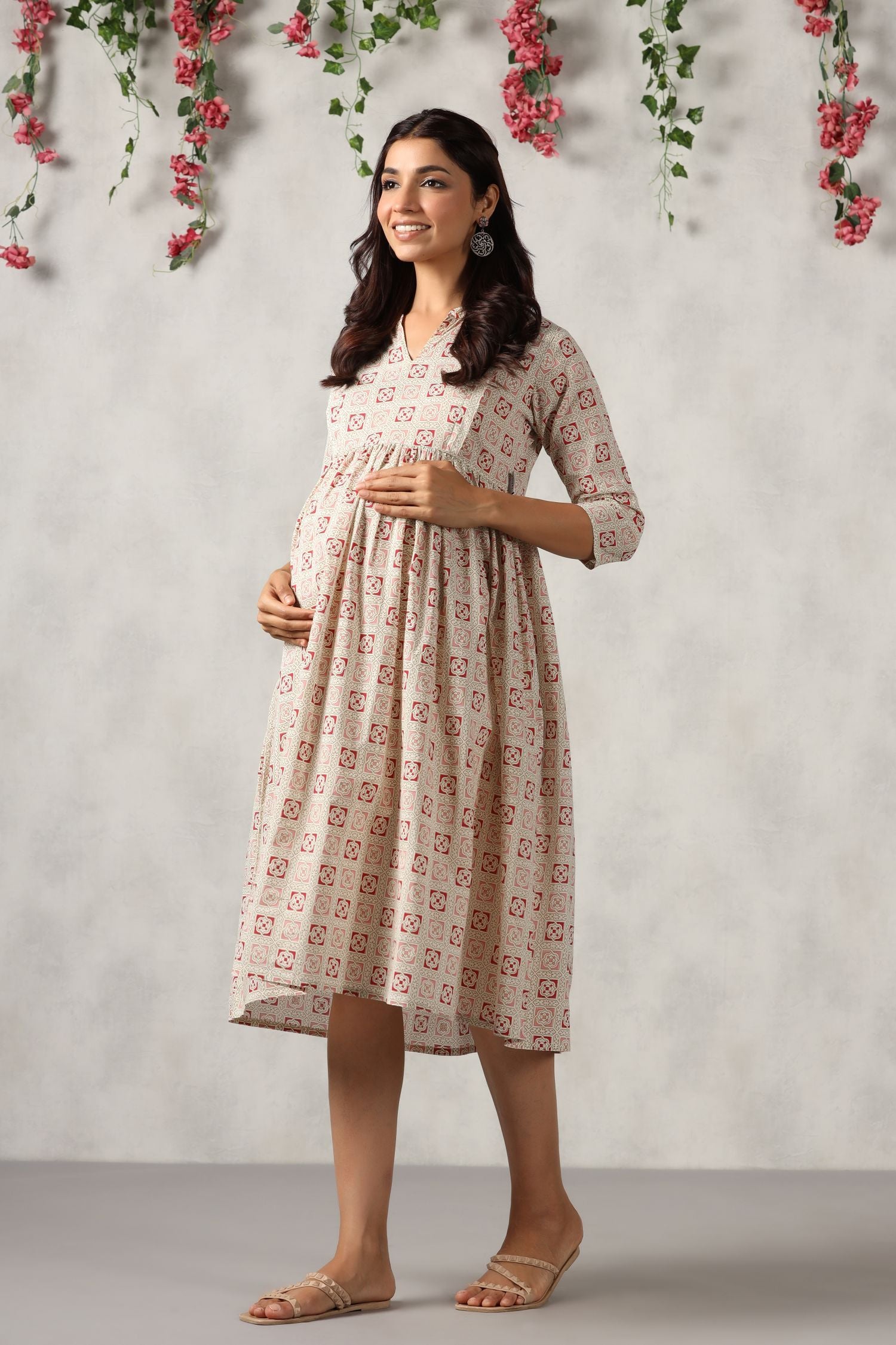 Baby Powder Cotton Maternity - Nursing Dress
