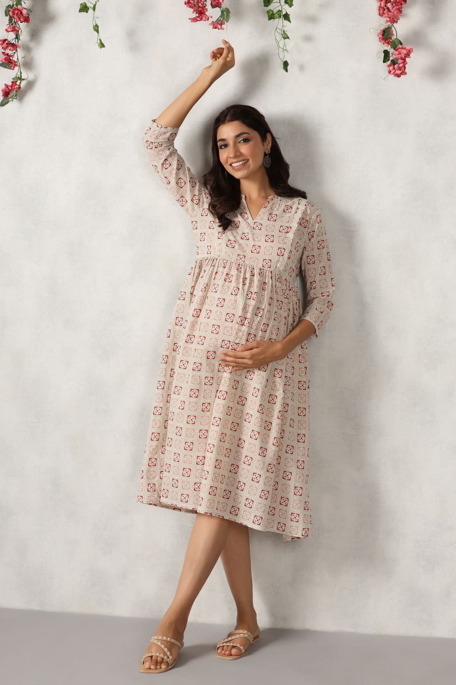 Baby Powder Cotton Maternity - Nursing Dress