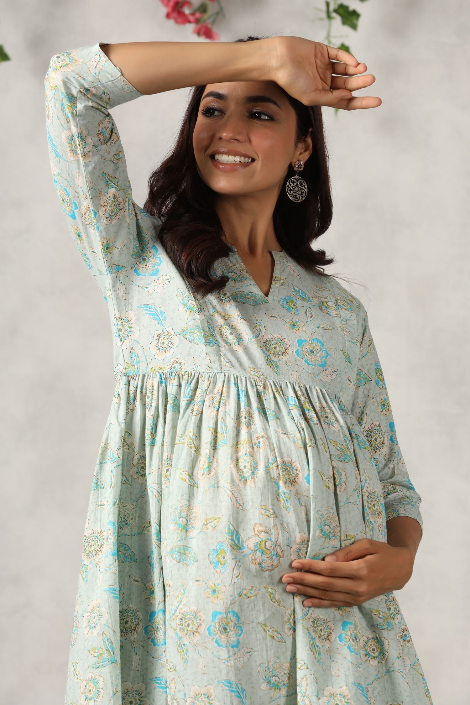 Iceberg Floral Cotton Maternity - Nursing Dress